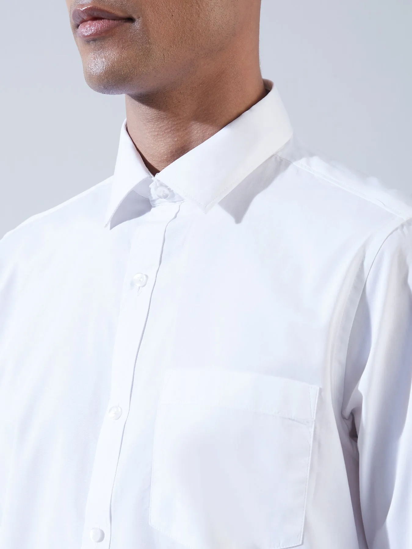 100% COTTON White SLIM FIT Full Sleeve Formal Mens Plain Shirt