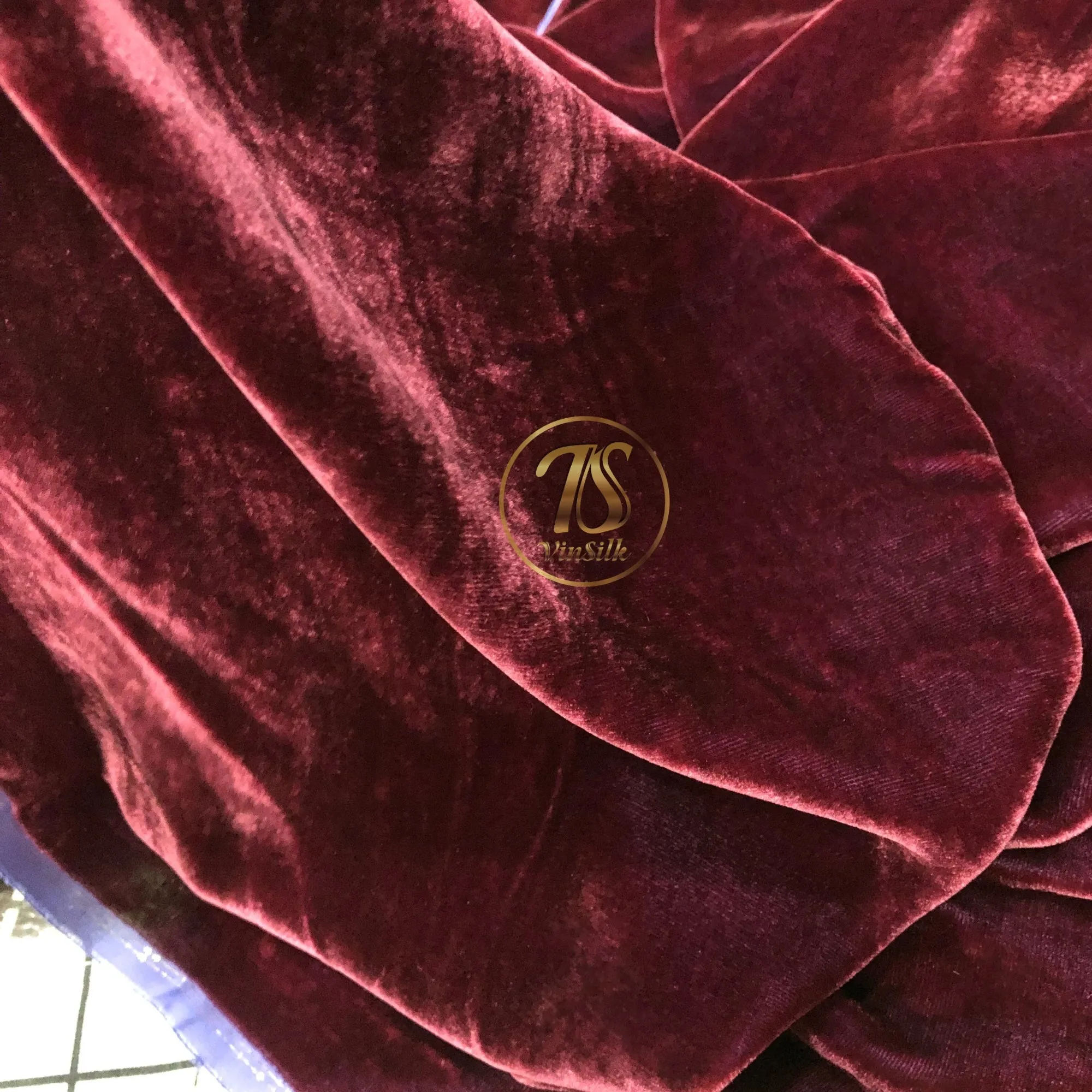 100% Mulberry Silk Fabric - Red Silk Velvet - Silk for sewing - Luxury Velvet