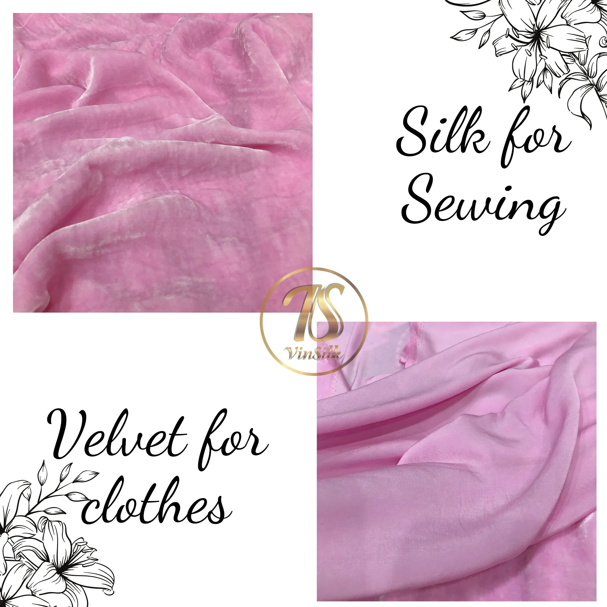 100% Mulberry Silk Velvet Fabric - Baby Pink Silk Velvet Fabric - Silk apparel fabric