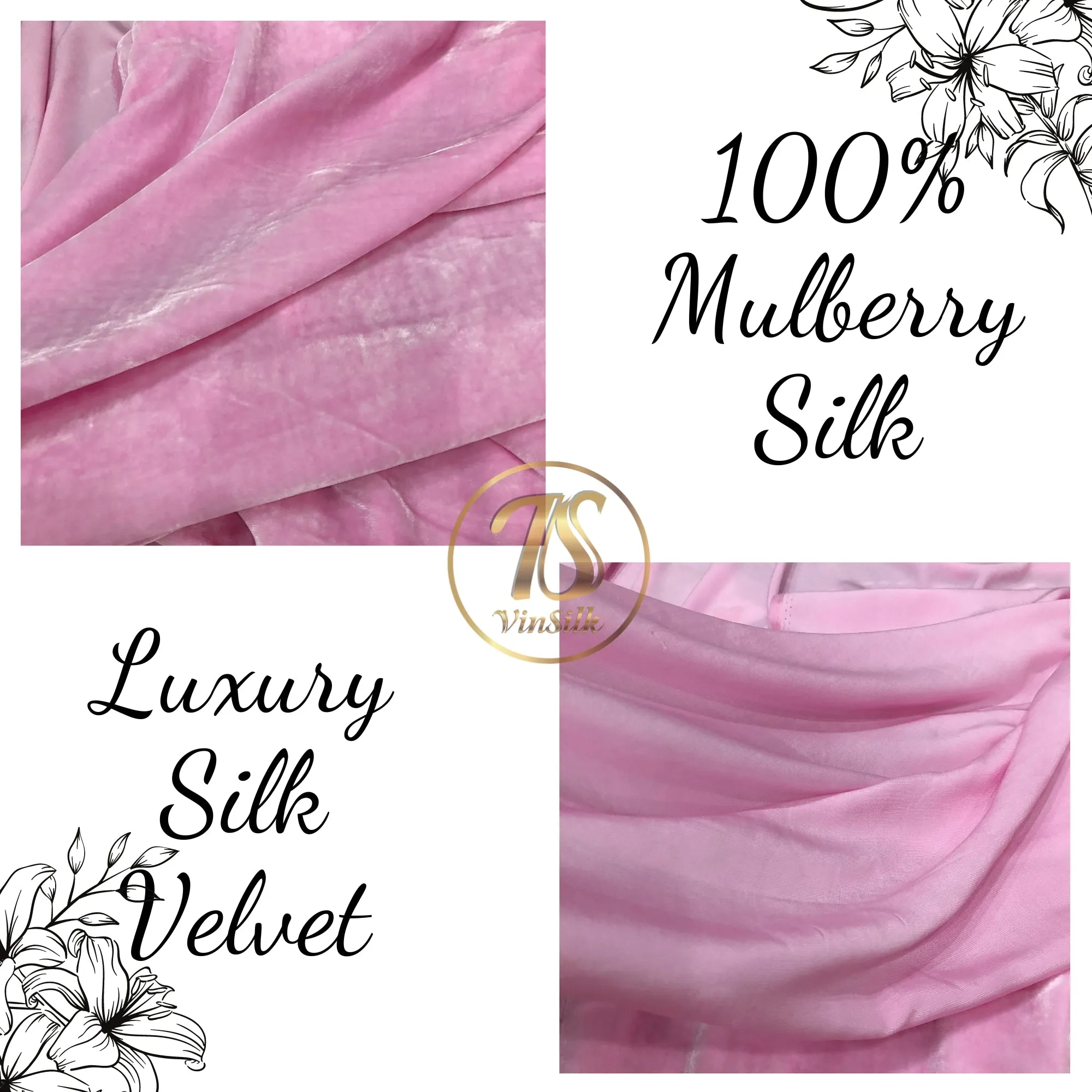 100% Mulberry Silk Velvet Fabric - Baby Pink Silk Velvet Fabric - Silk apparel fabric