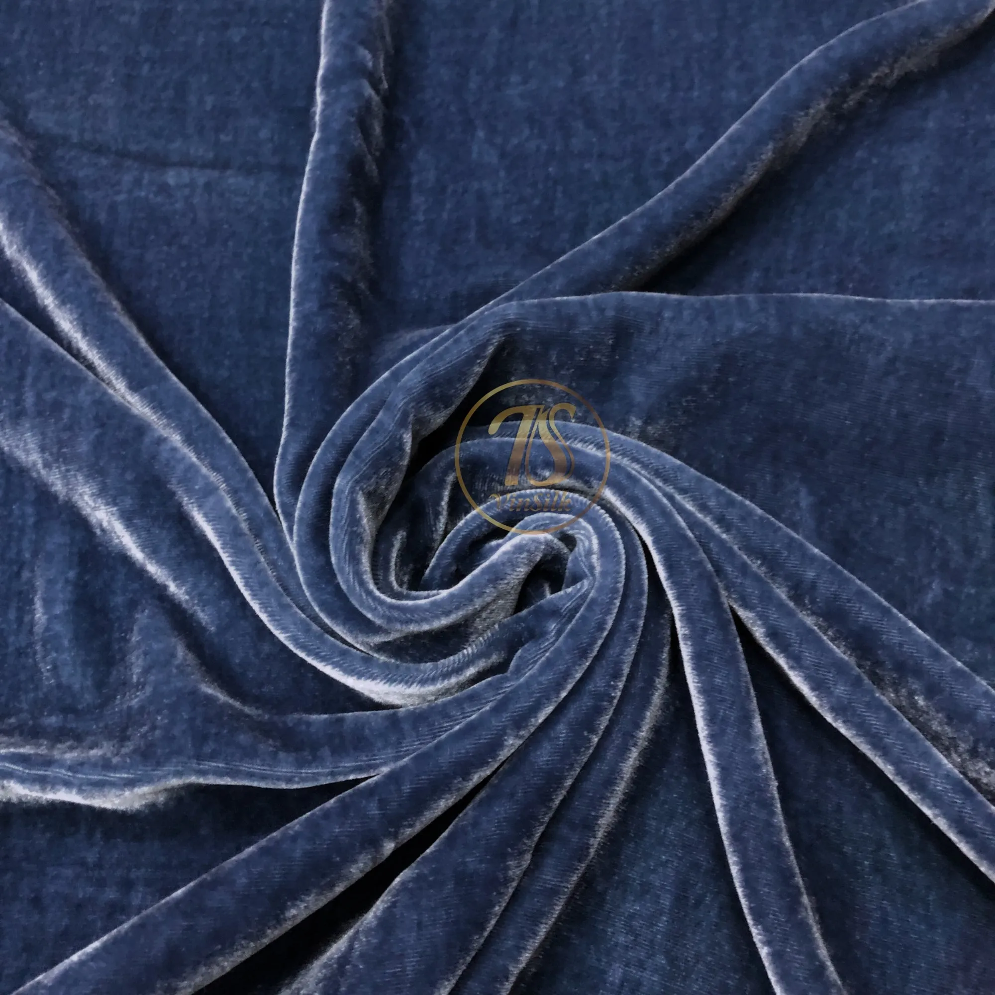 100% Pure Mulberry Silk Velvet Fabric - Luxury Silk Velvet - Silk for sewing - Blue Silk Velvet