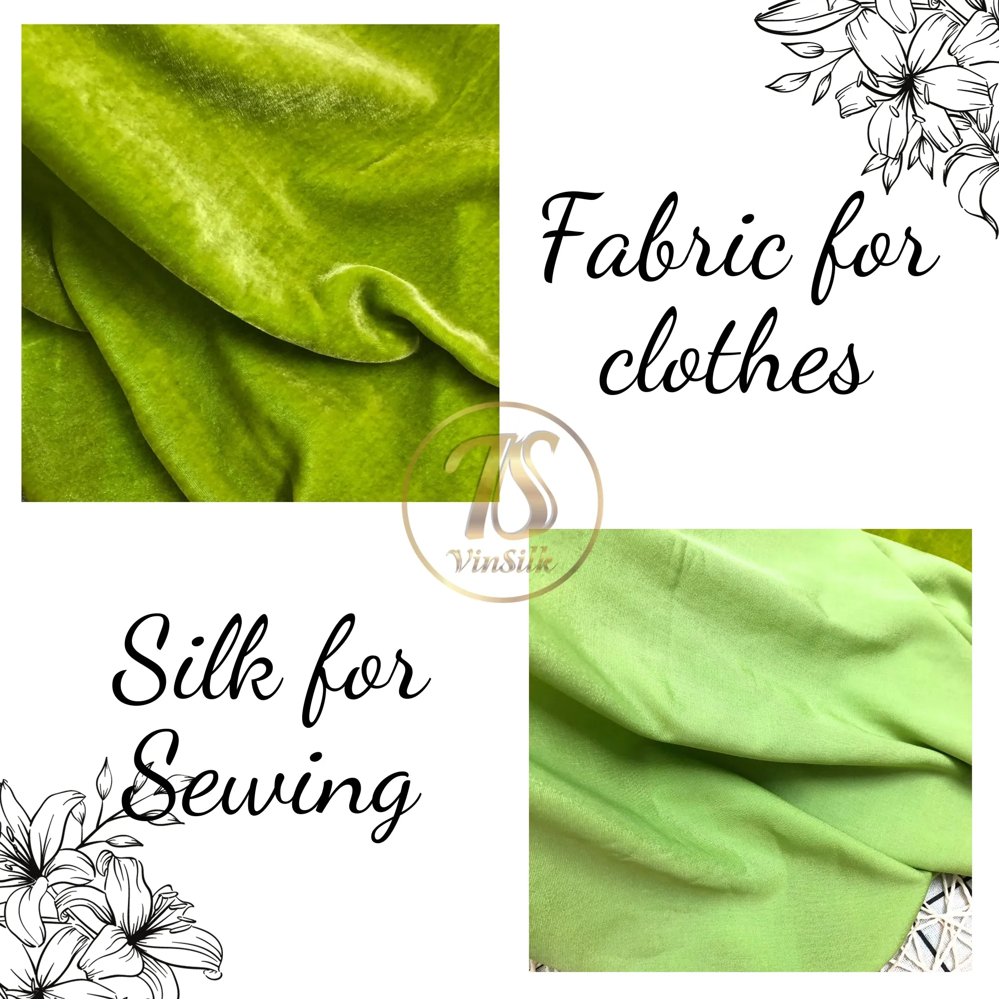 100% Pure Mulberry Silk Velvet Fabric - Luxury Silk Velvet - Silk for sewing - Green and yellow silk velvet