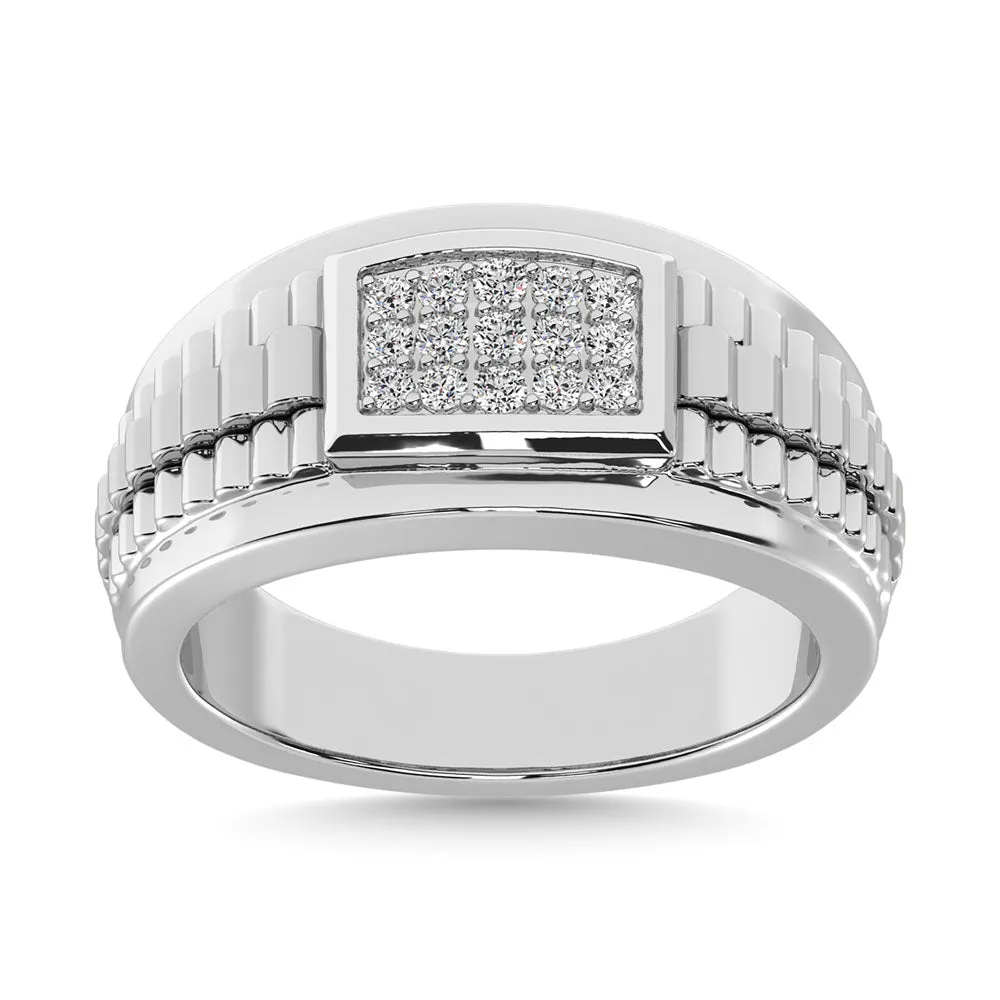 10K White Gold with Accent of 10K Yellow Gold 1/4 Ct.Tw. Diamond Mens Fashion Ring