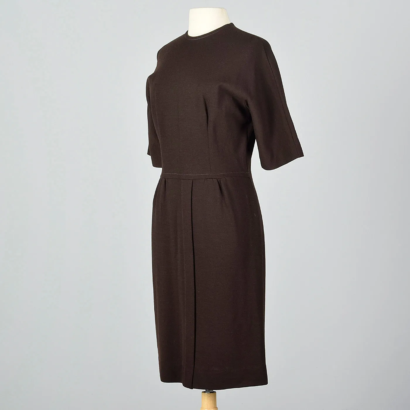 1950s Brown Knit Dress