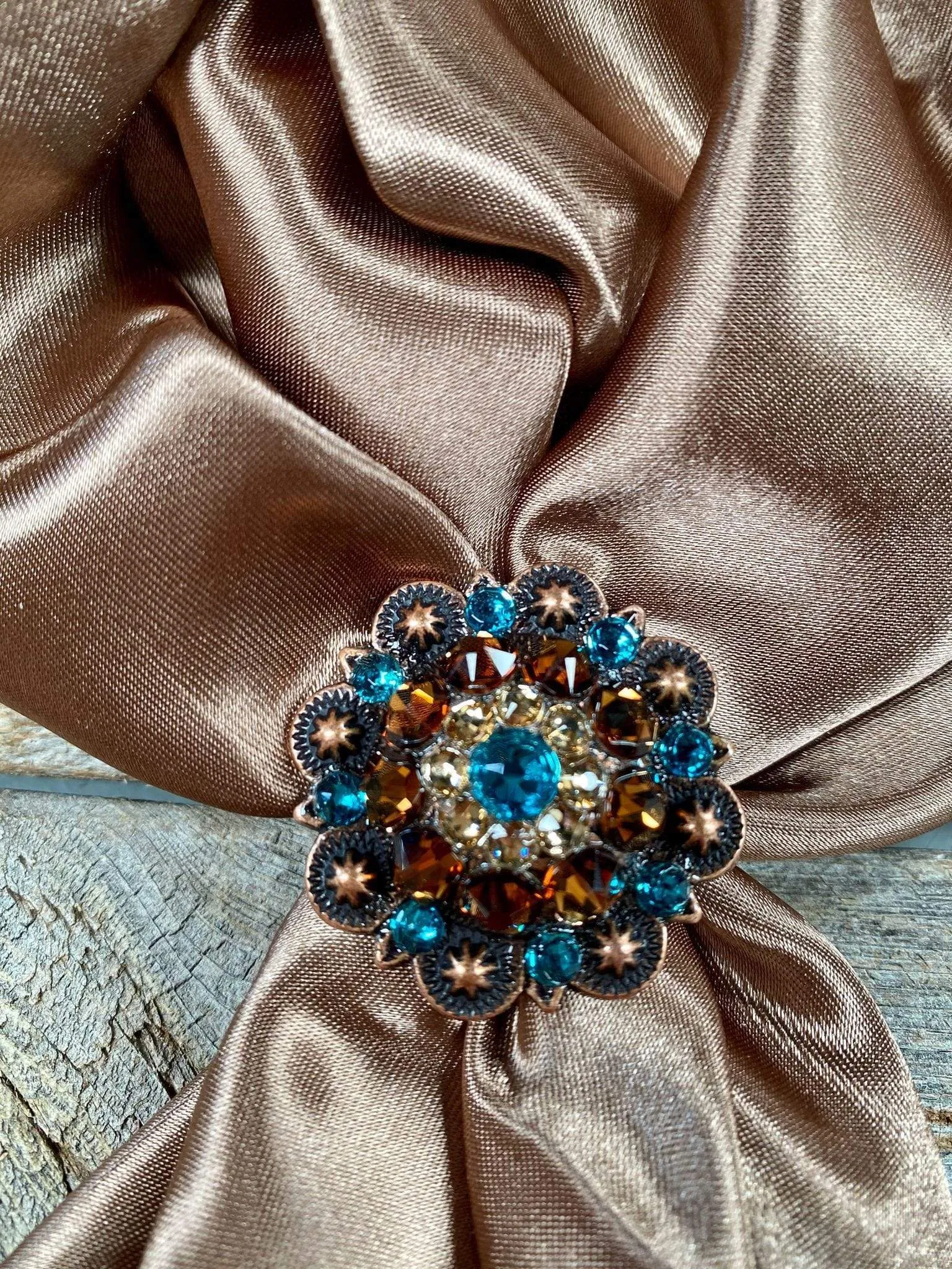 2" Copper/Multi Crystal Scarf Slide