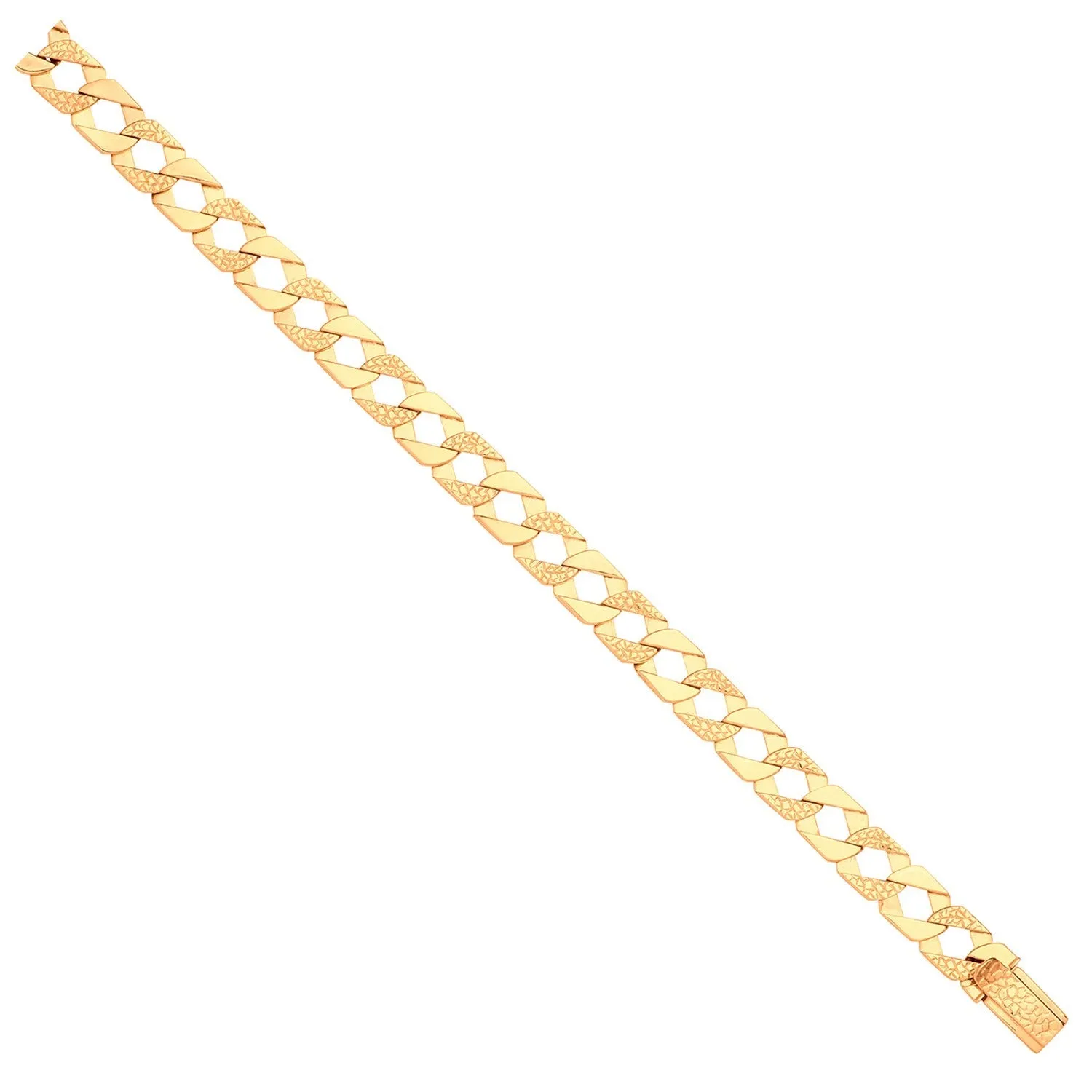 9ct Yellow Gold Solid 10.5mm 22 Inch Plain & Nugget Curb Necklace 43.0g