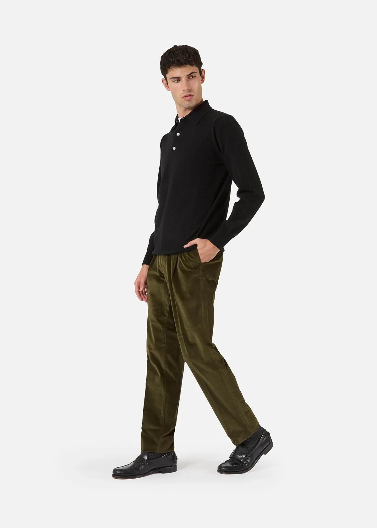 AANTIOCO COTTTON VELVET TROUSERS WITH DARTS