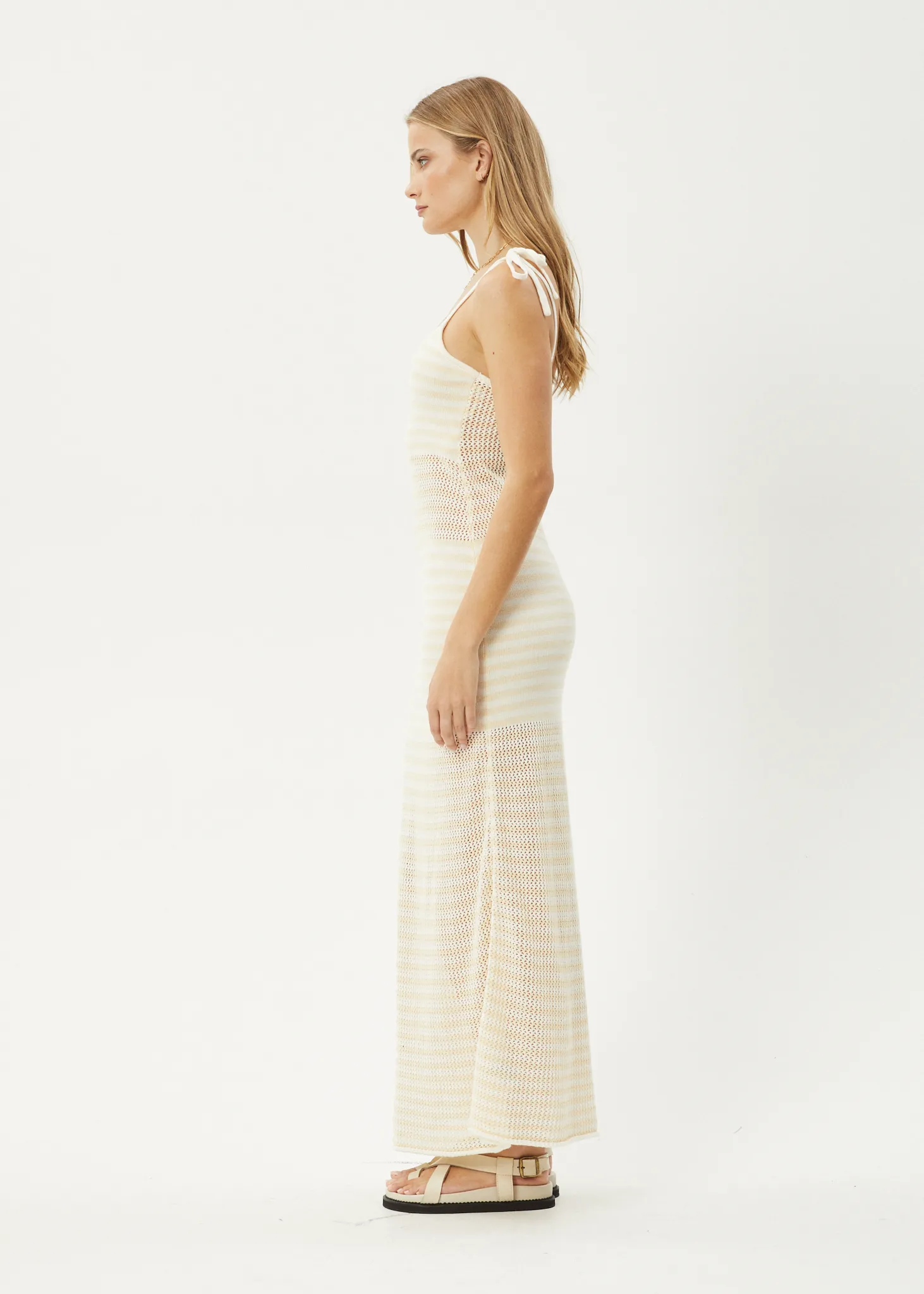 AFENDS Womens Claudia - Knit Maxi Dress - White / Sand