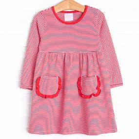 Amelia Dress, Red Stripe