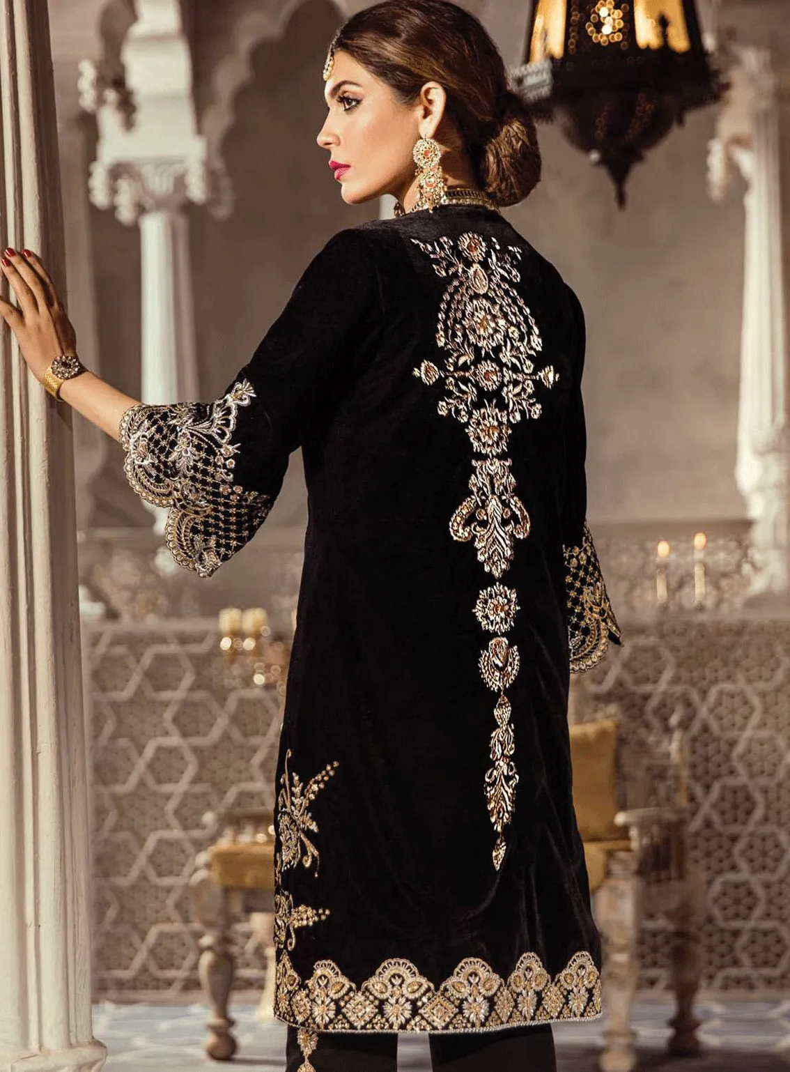 Anaya By Kiran Chaudhry Embroidered Velvet Unstitched 2 Piece Suit - 04 MIDNIGHT