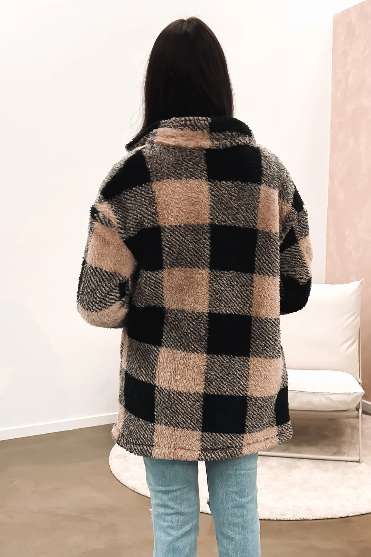 Apollo Cosy Shacket Mocha Check