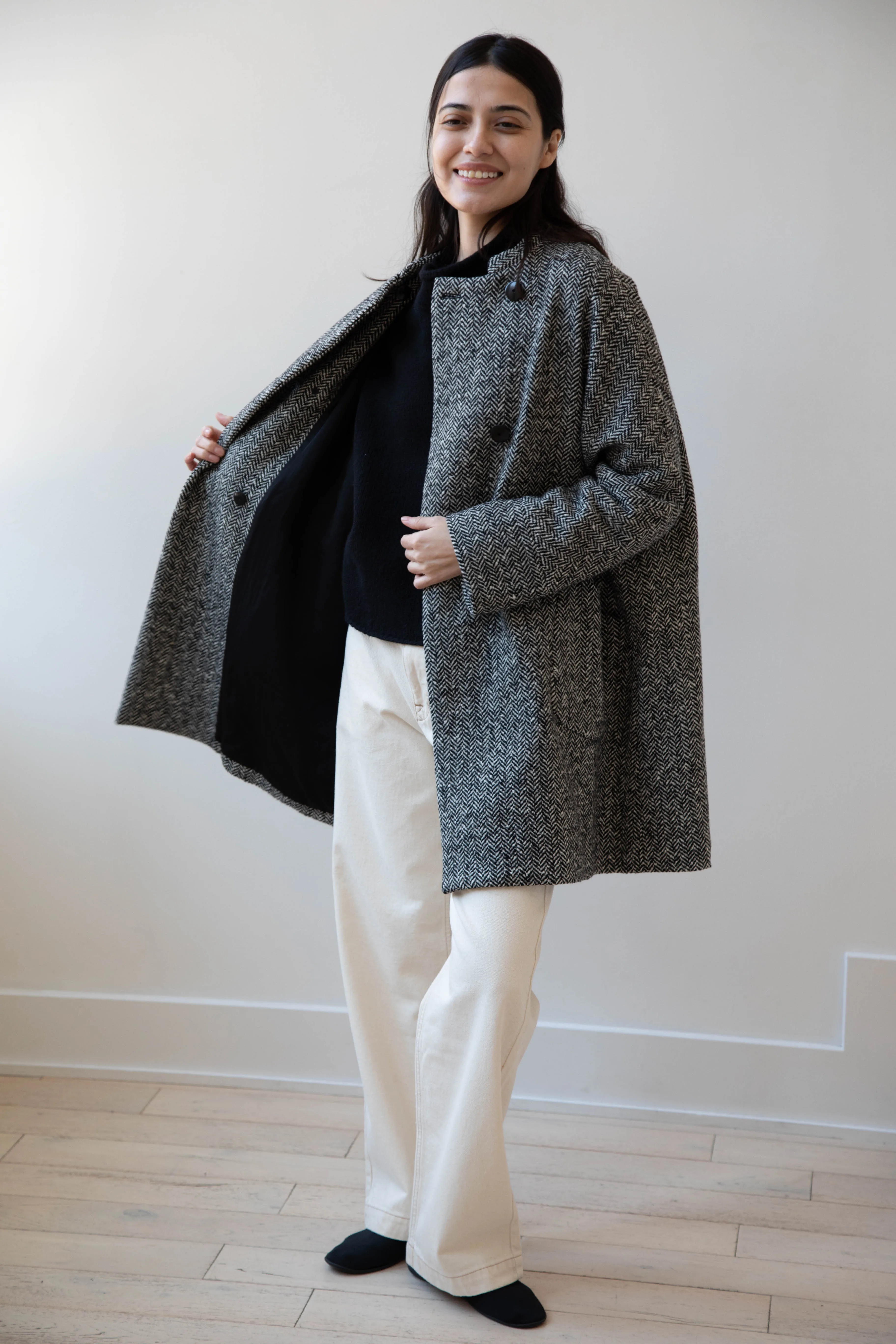 Arts & Science | Balloon Coat in Black Herringbone