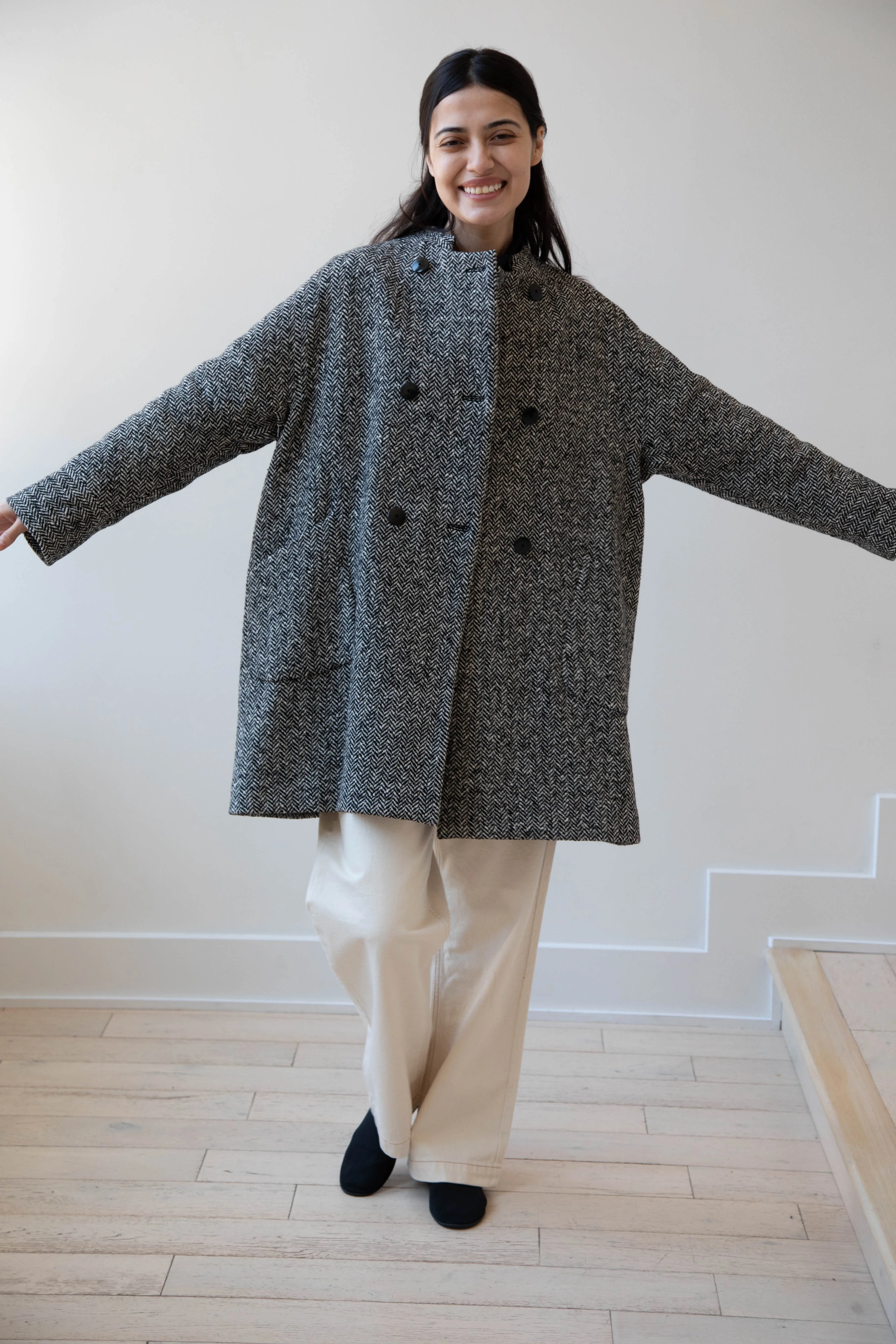 Arts & Science | Balloon Coat in Black Herringbone