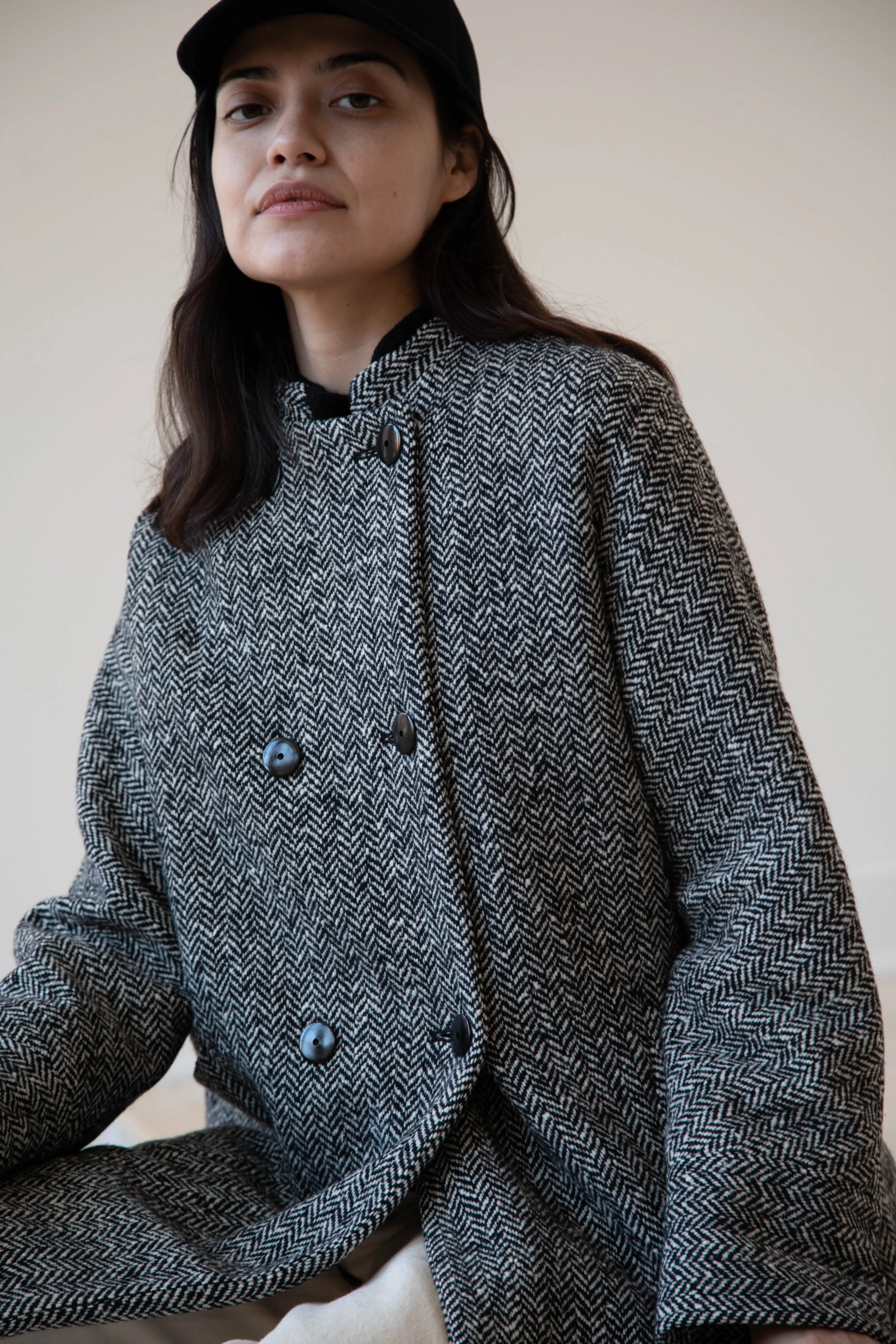 Arts & Science | Balloon Coat in Black Herringbone