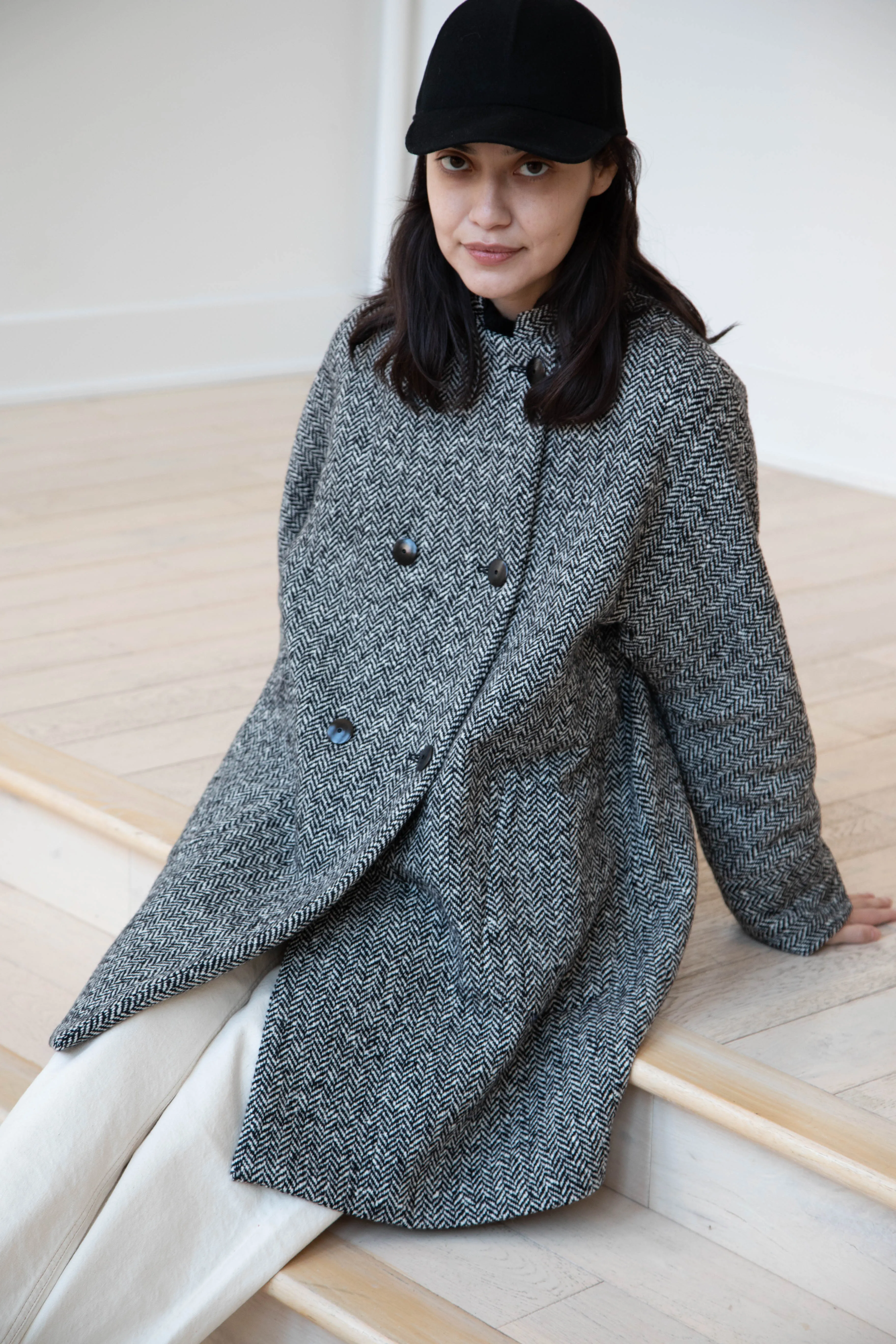 Arts & Science | Balloon Coat in Black Herringbone