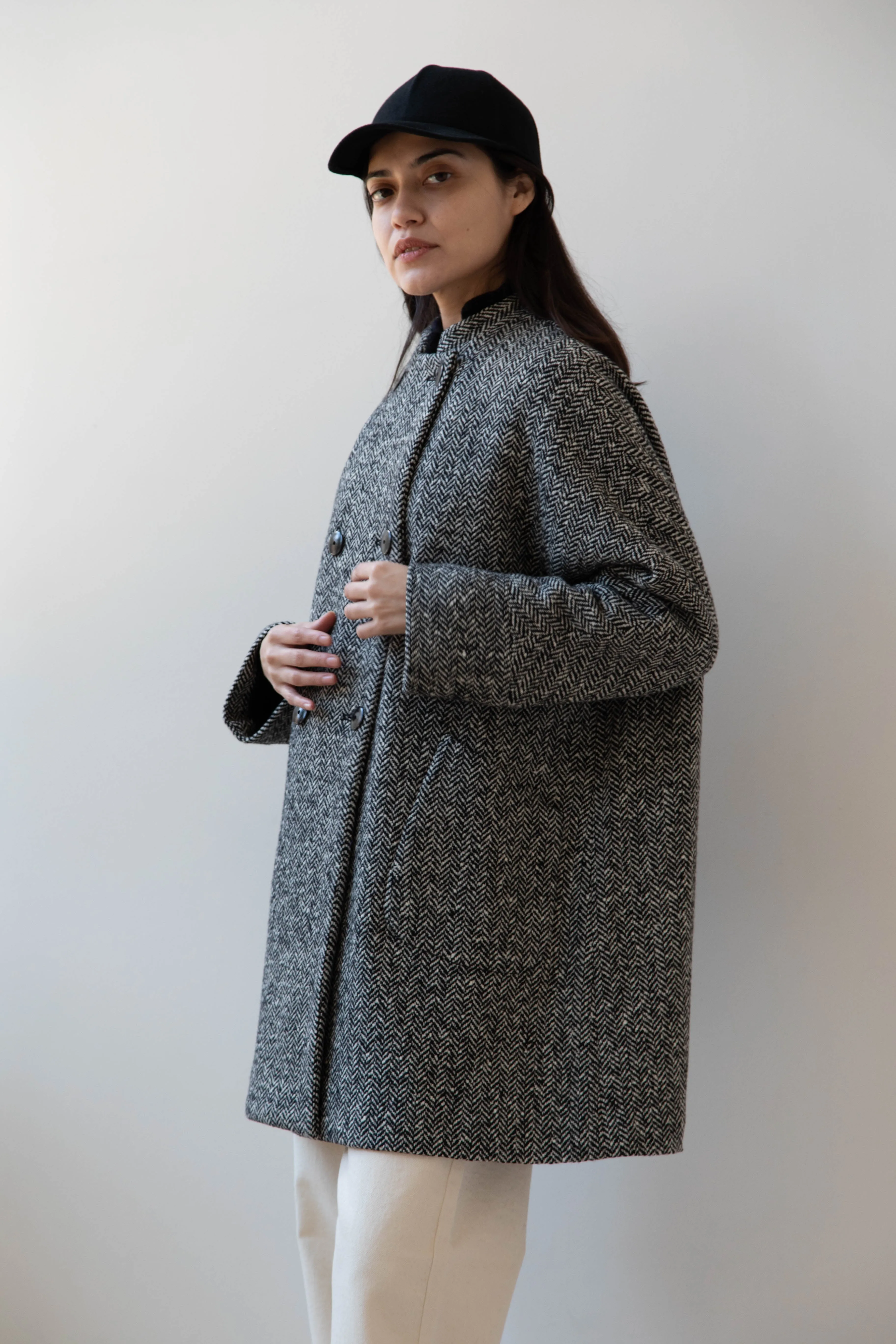 Arts & Science | Balloon Coat in Black Herringbone