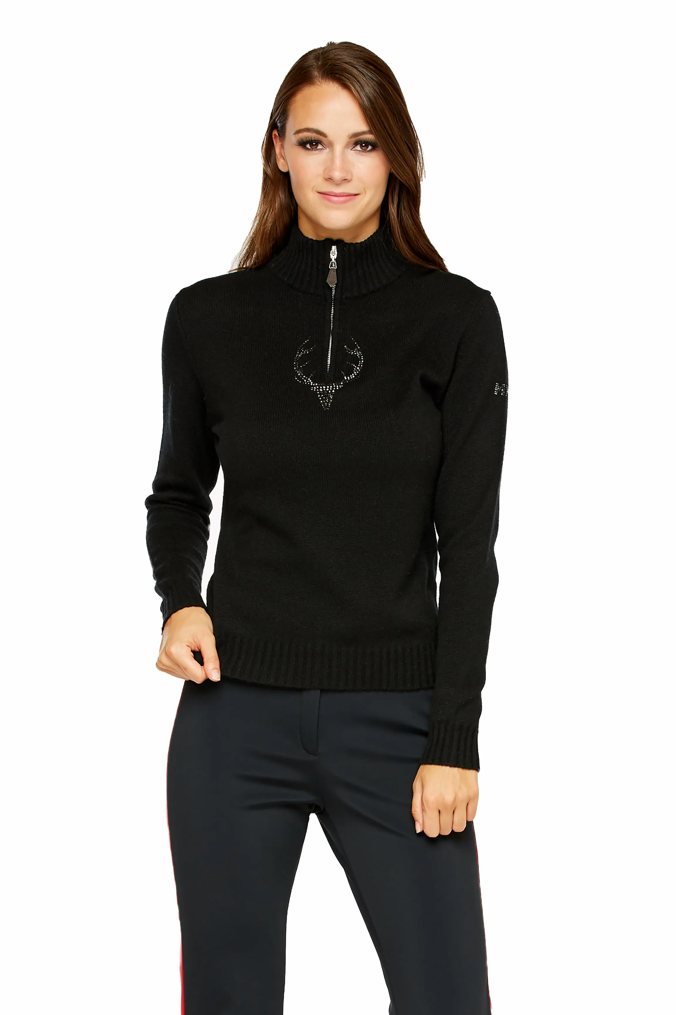 Ashley Cashmere Crystal Deer Half-Zip