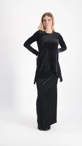 Asymmetric Ribbed Velvet Set / Black Line