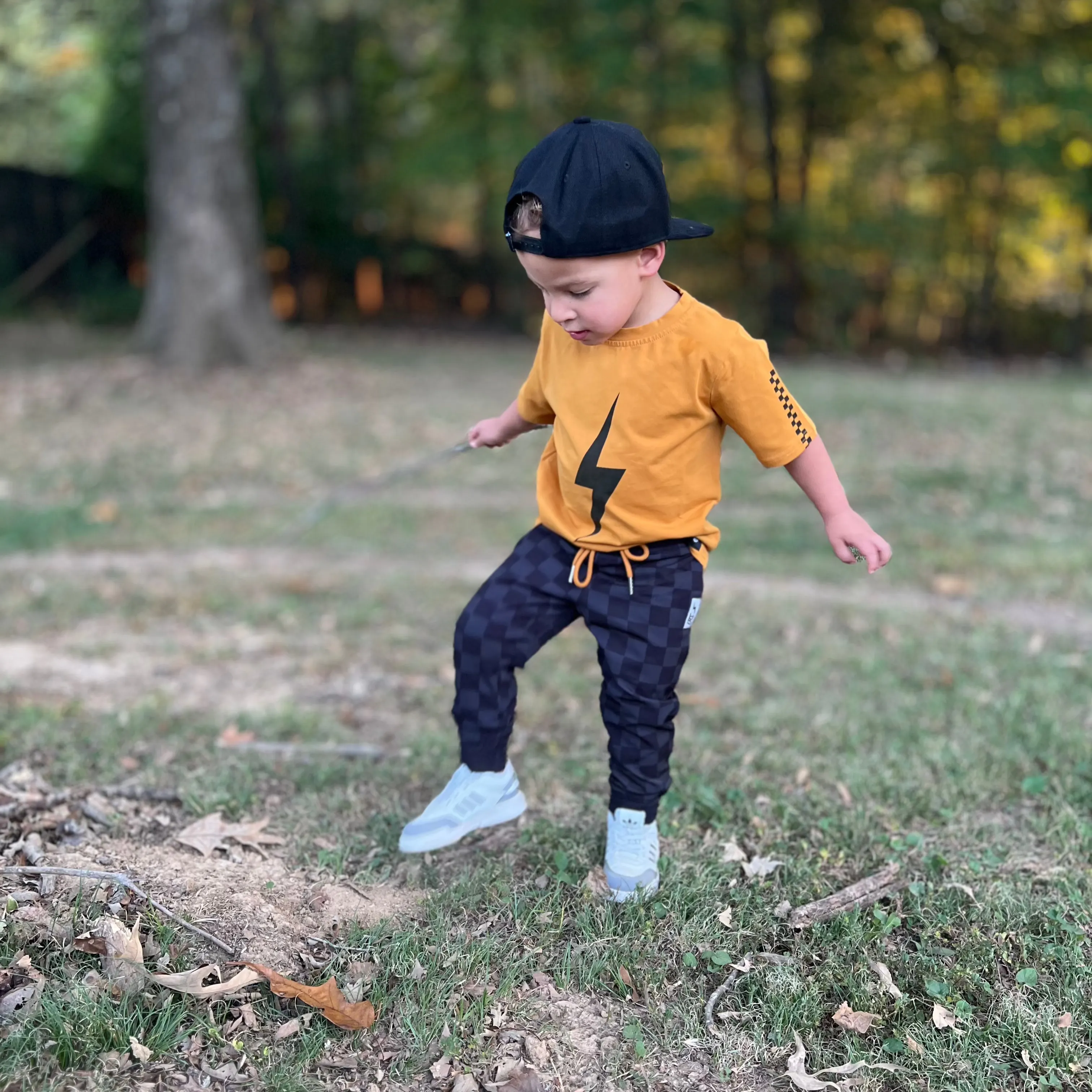 ATHLETIC JOGGER - BLACK MUTED CHECKERBOARD