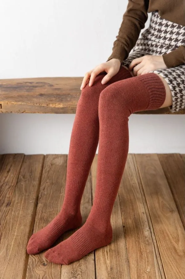 Autumn And Winter Over The Knee Socks Women Plus Velvet Thick Jk High Tube