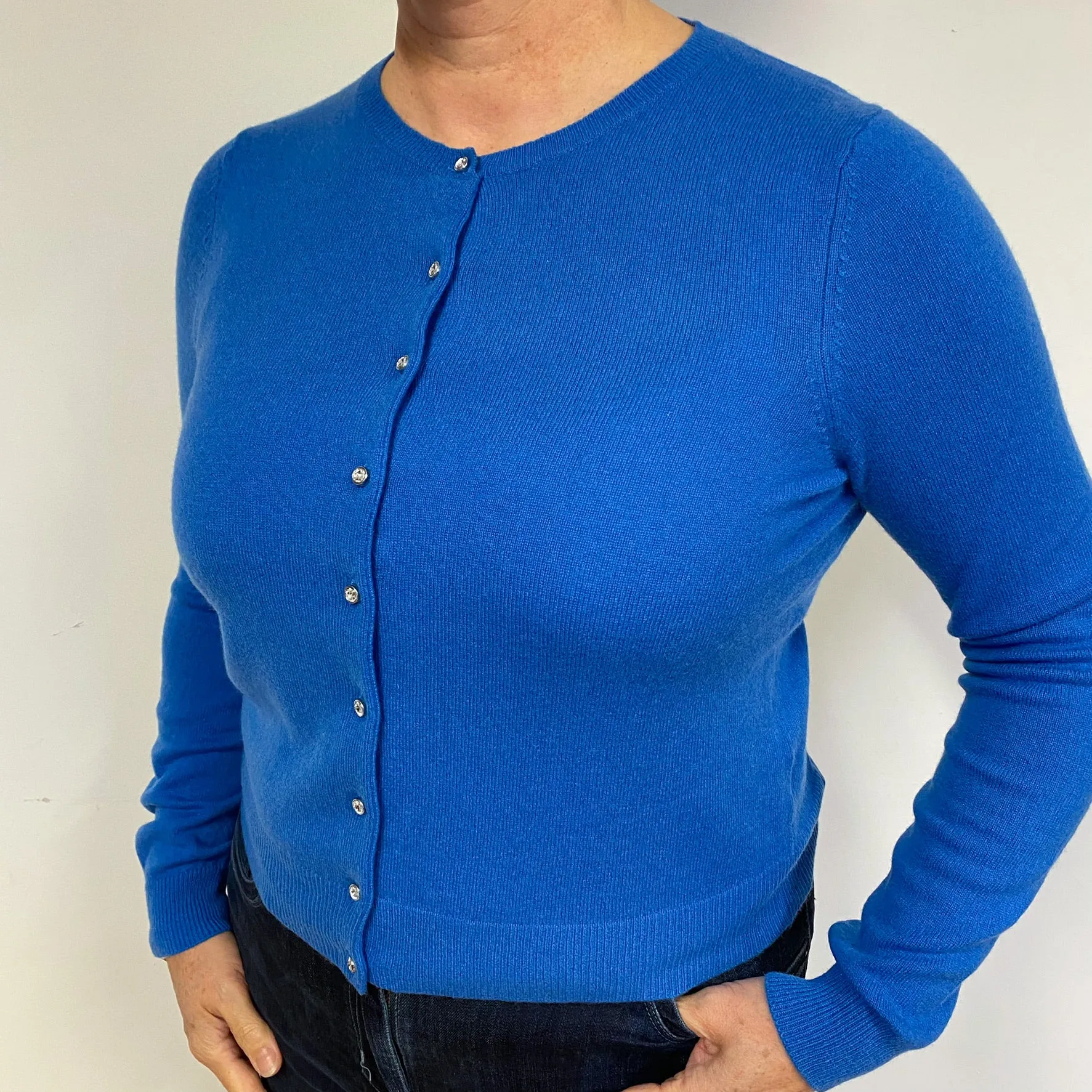 Azure Blue Cashmere Cardigan Large