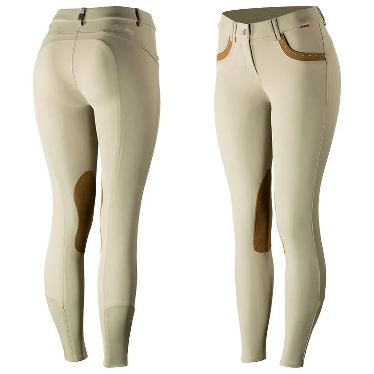 B Vertigo Denise Mid-Rise Curvy Knee Patch Breeches - Women's