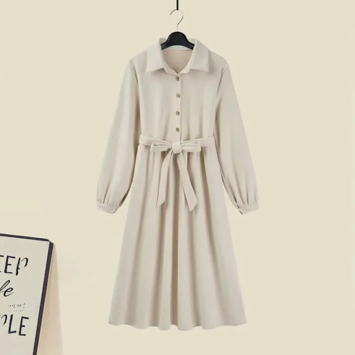 Bear Ears Hooded Cardigan Sweater Belted Lapel Dress