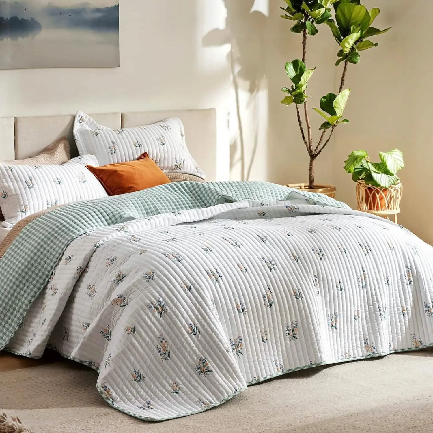 Bedsure Botanical Quilt Set