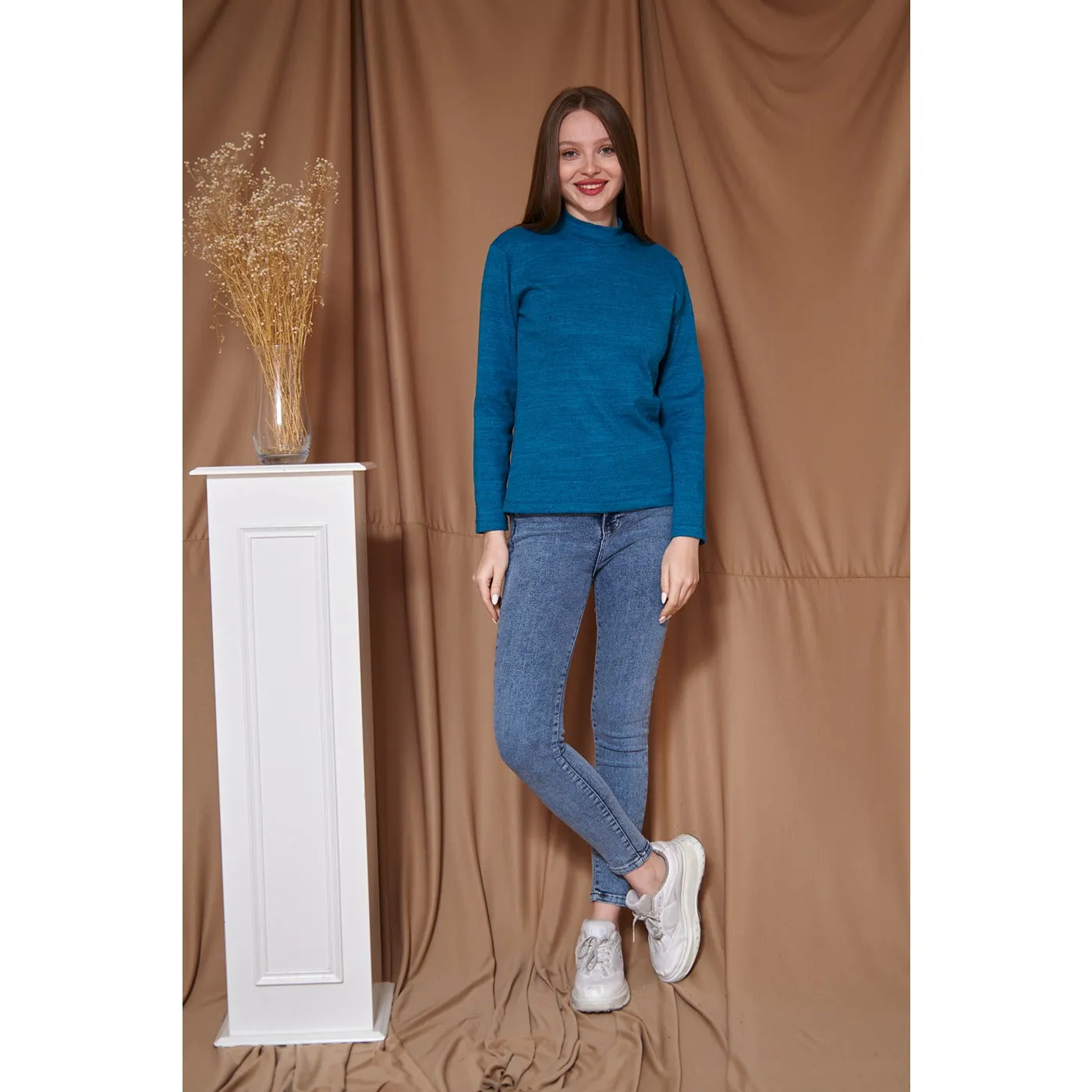 Berry Melange Mock Neck Sweatshirt