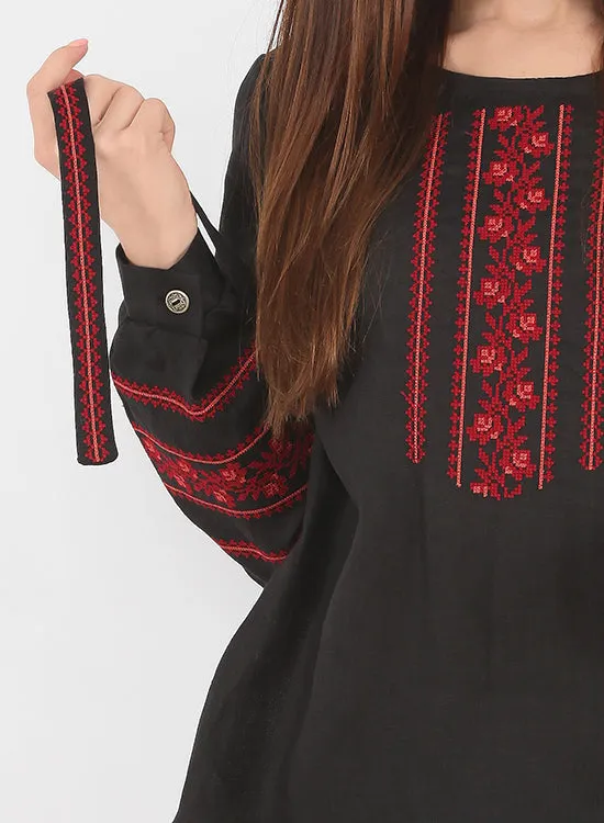 Black blouse with embroidery