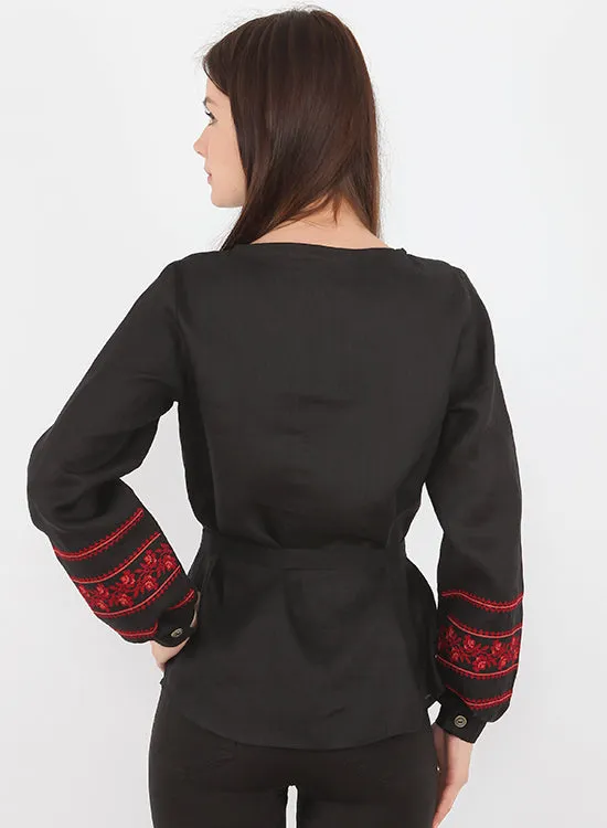 Black blouse with embroidery