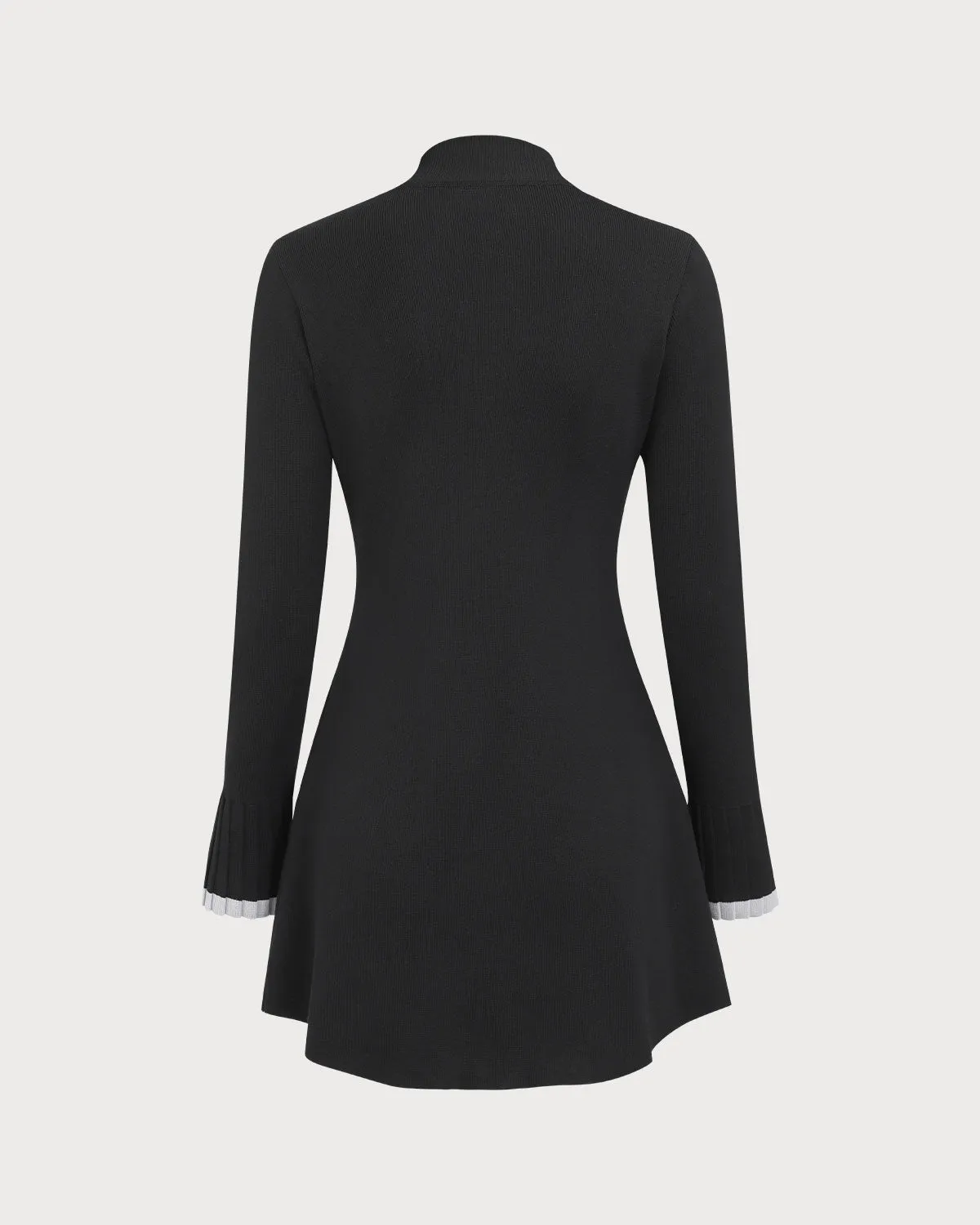 Black Contrasting Long Sleeve Sweater Mini Dress