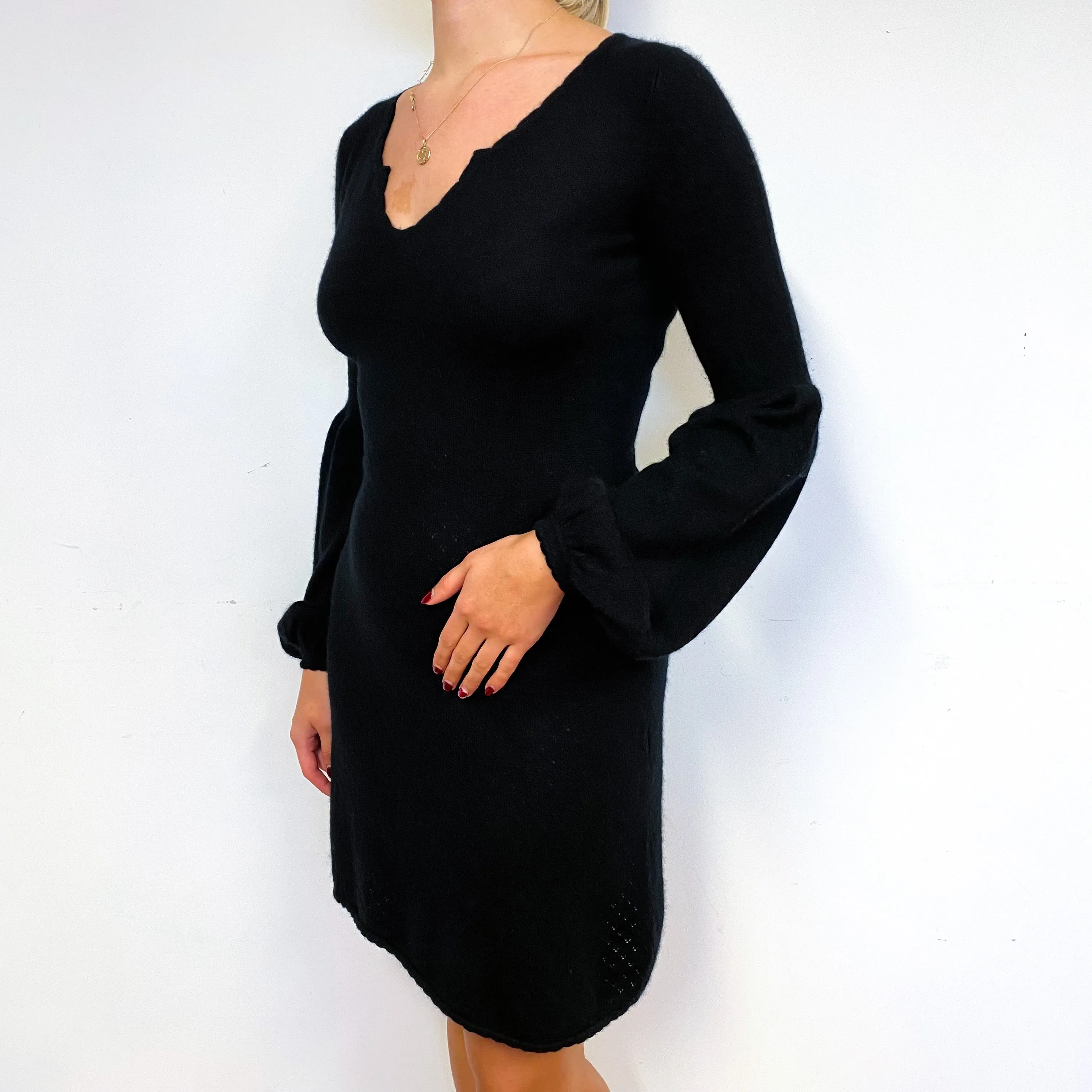 Black Lace Knit Cashmere Dress Small