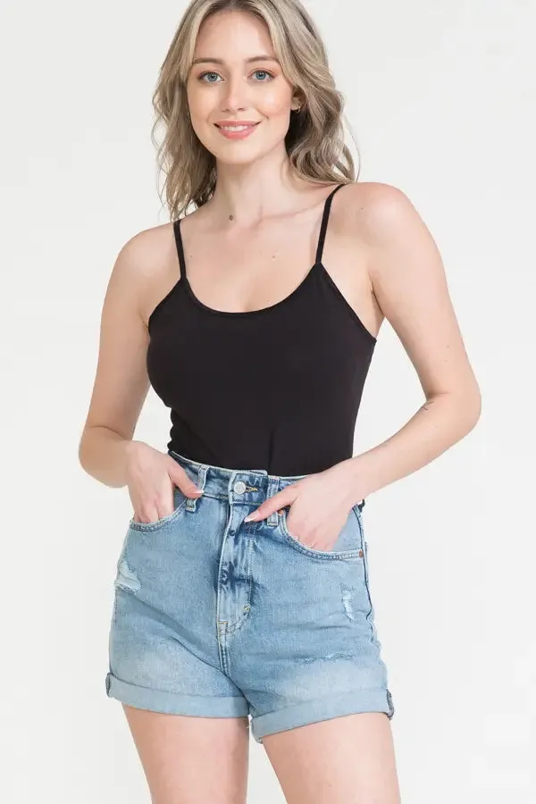 Black Solid Cami Bodysuit