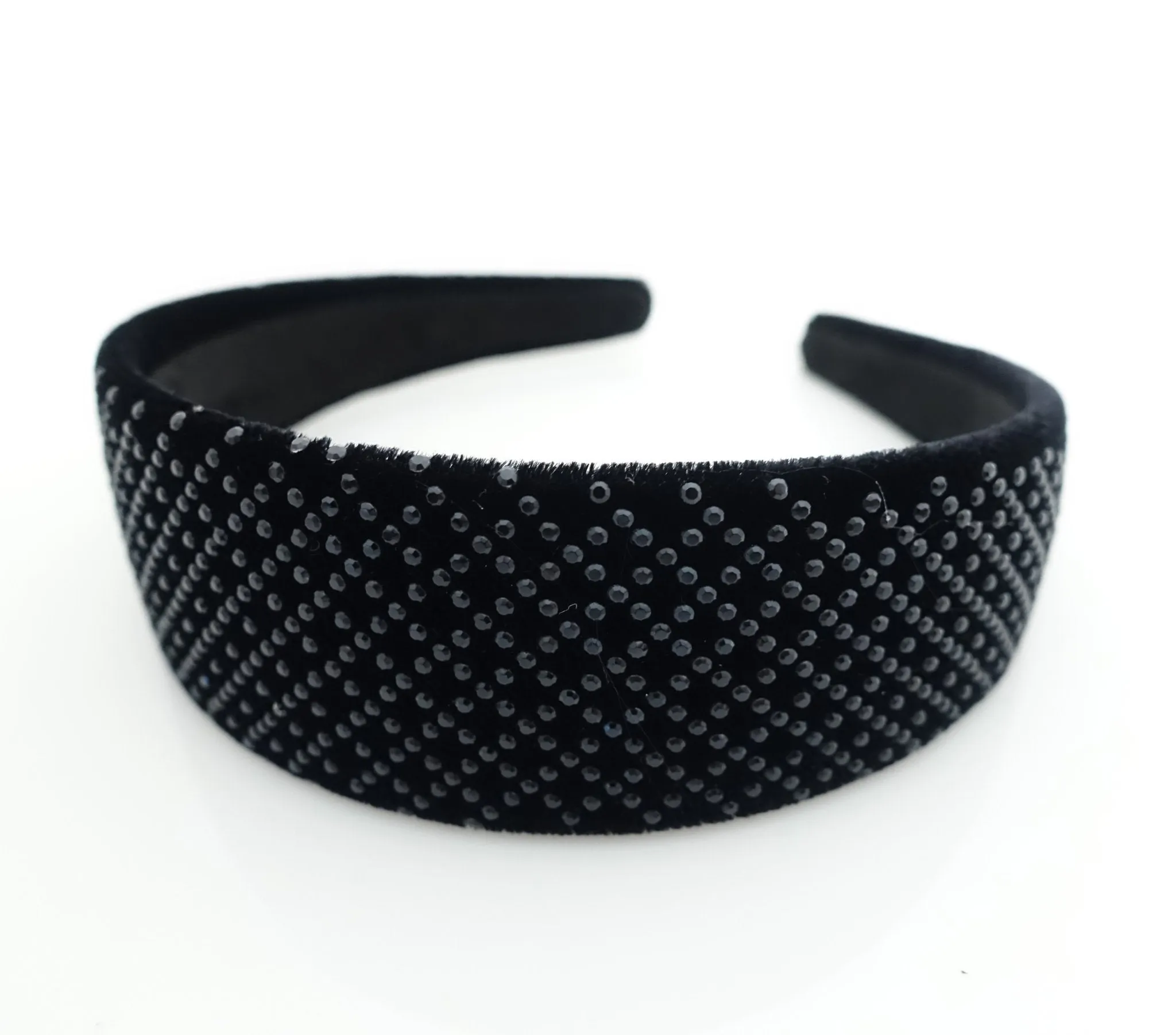 black velvet diamond grid headband dazzling fashion women fashion hairband