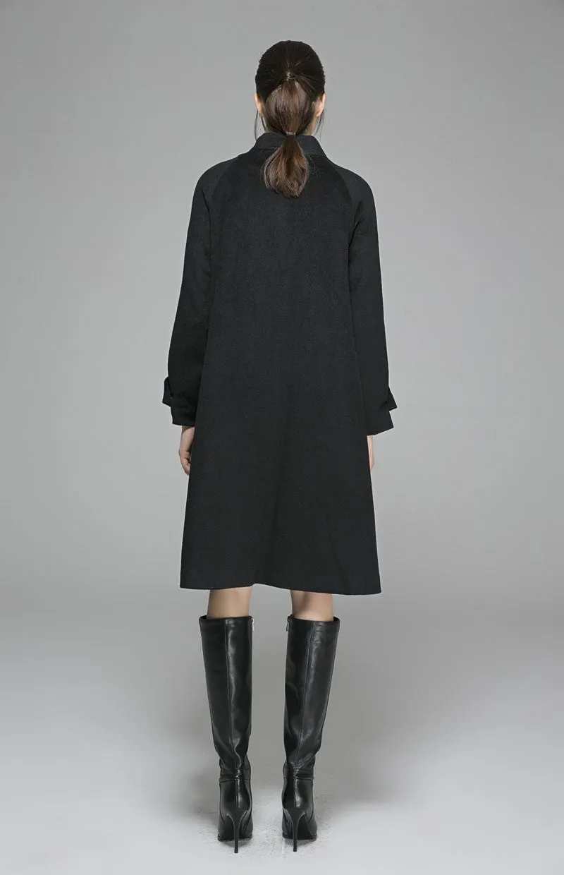 Black Wool Classic Coat Winter Wool Coat 1372#