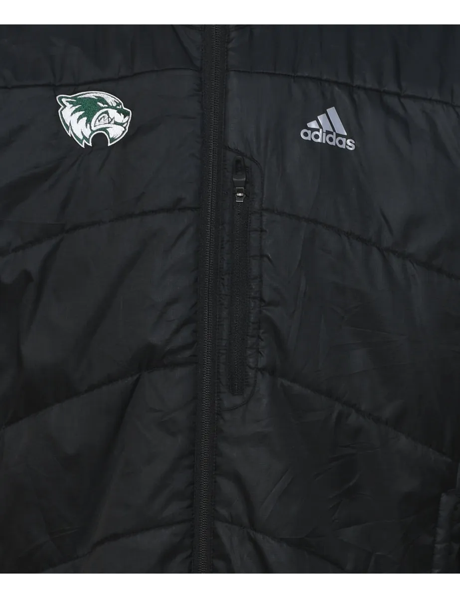 Black Zip-Front Adidas Puffer Jacket - L