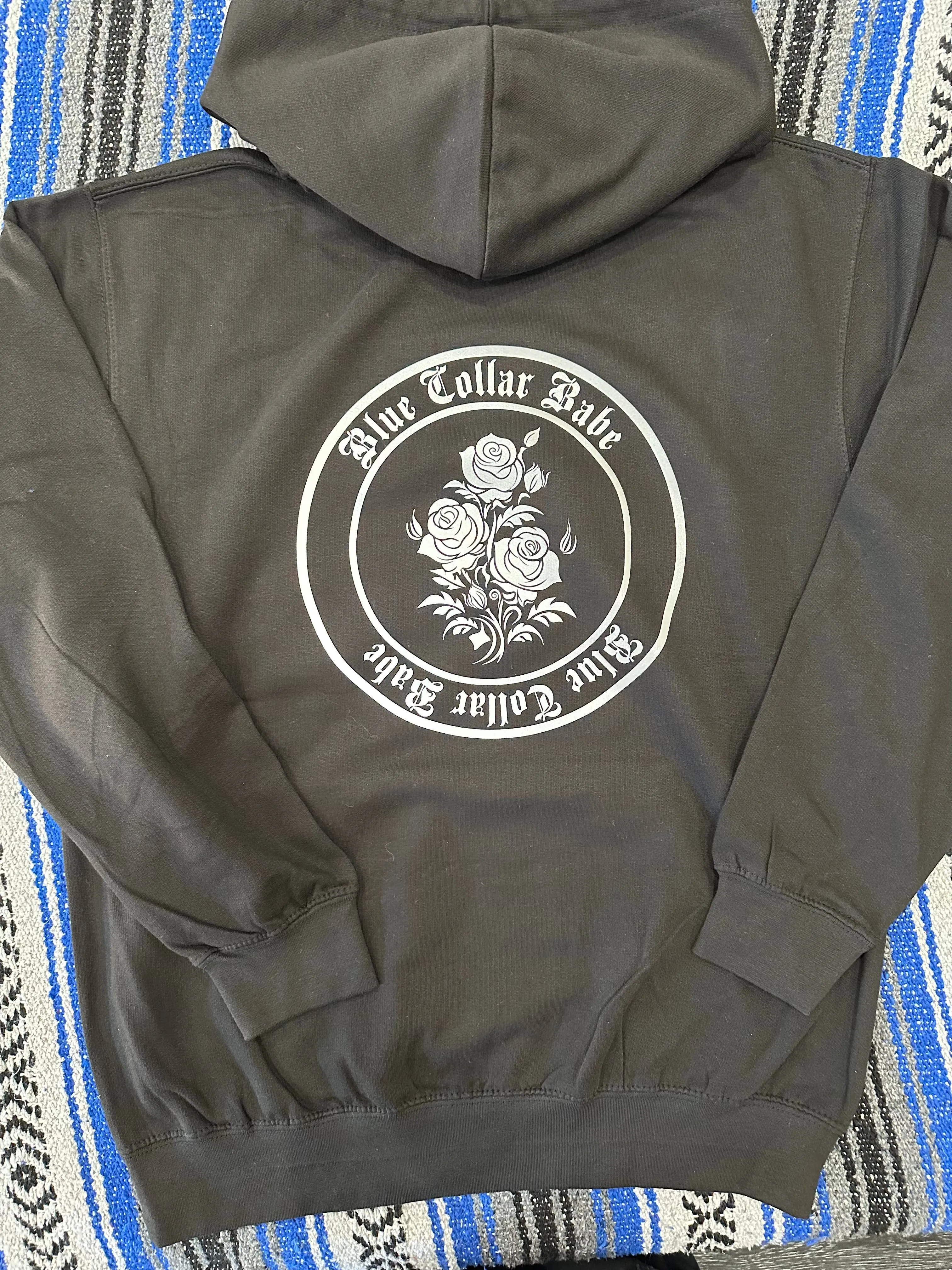 Blue Collar Babe Hoodie-Black with Sliver High Visibility Design