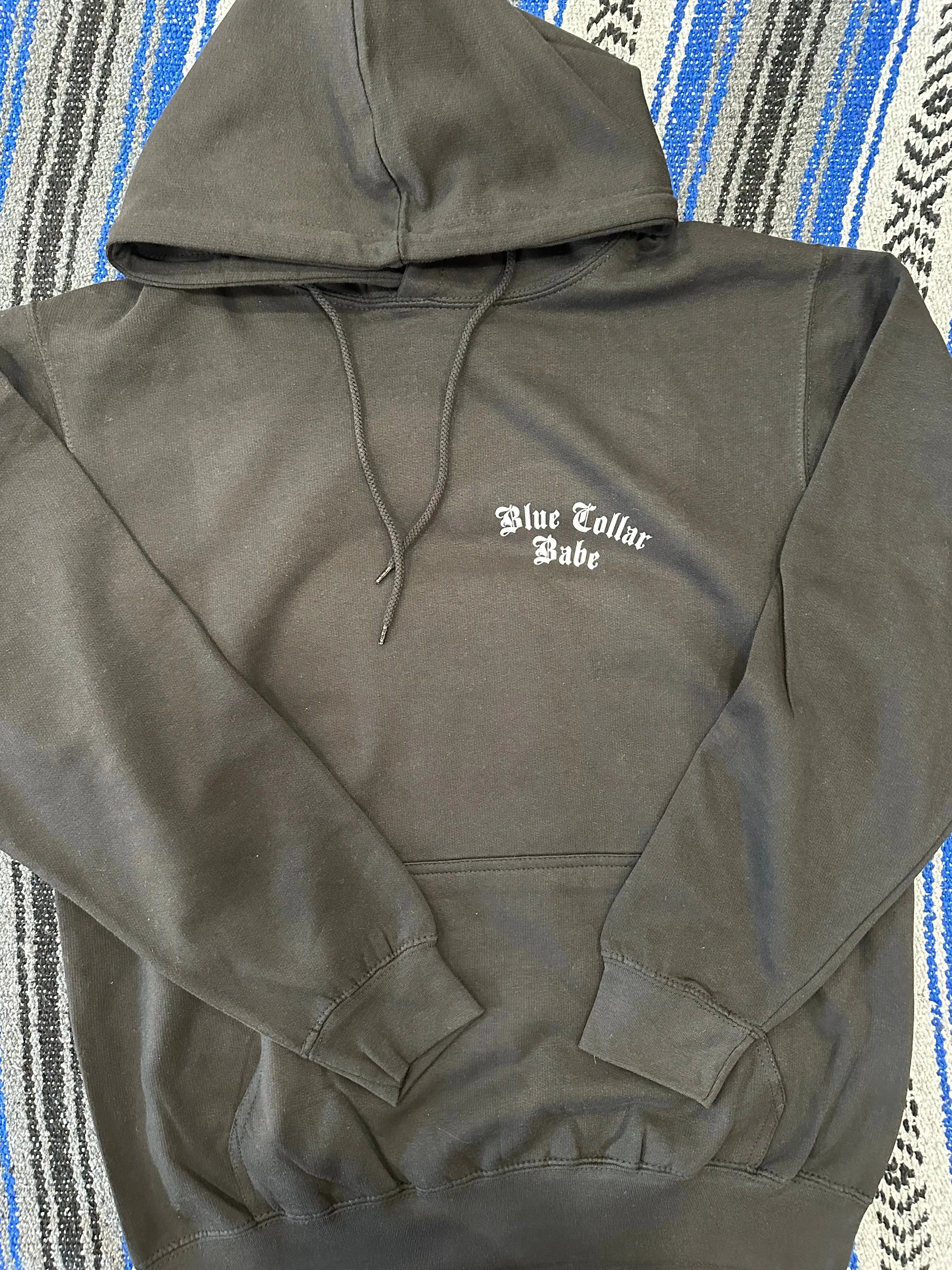 Blue Collar Babe Hoodie-Black with Sliver High Visibility Design