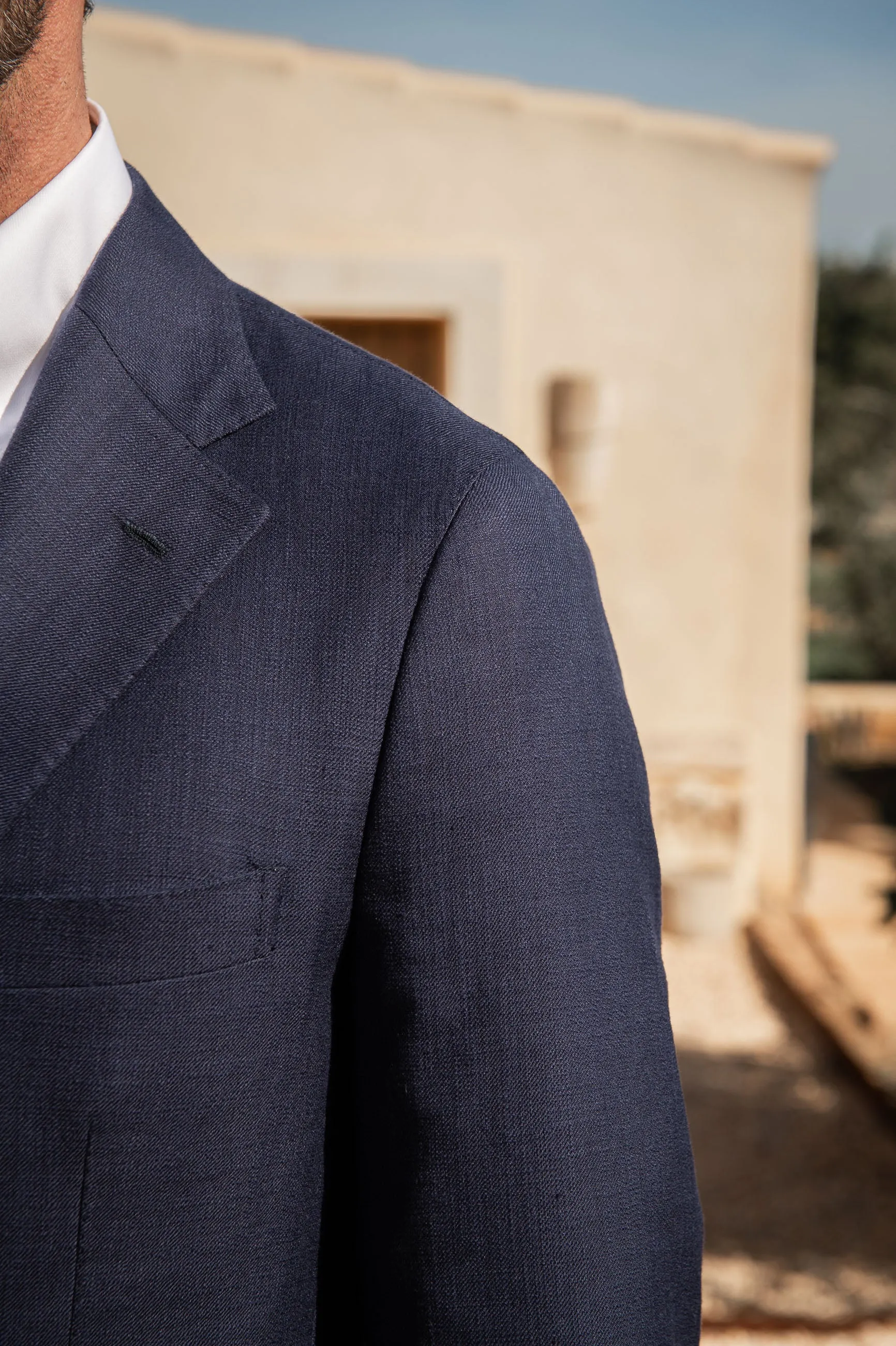 Blue jacket in cotton and silk - Made in Italy