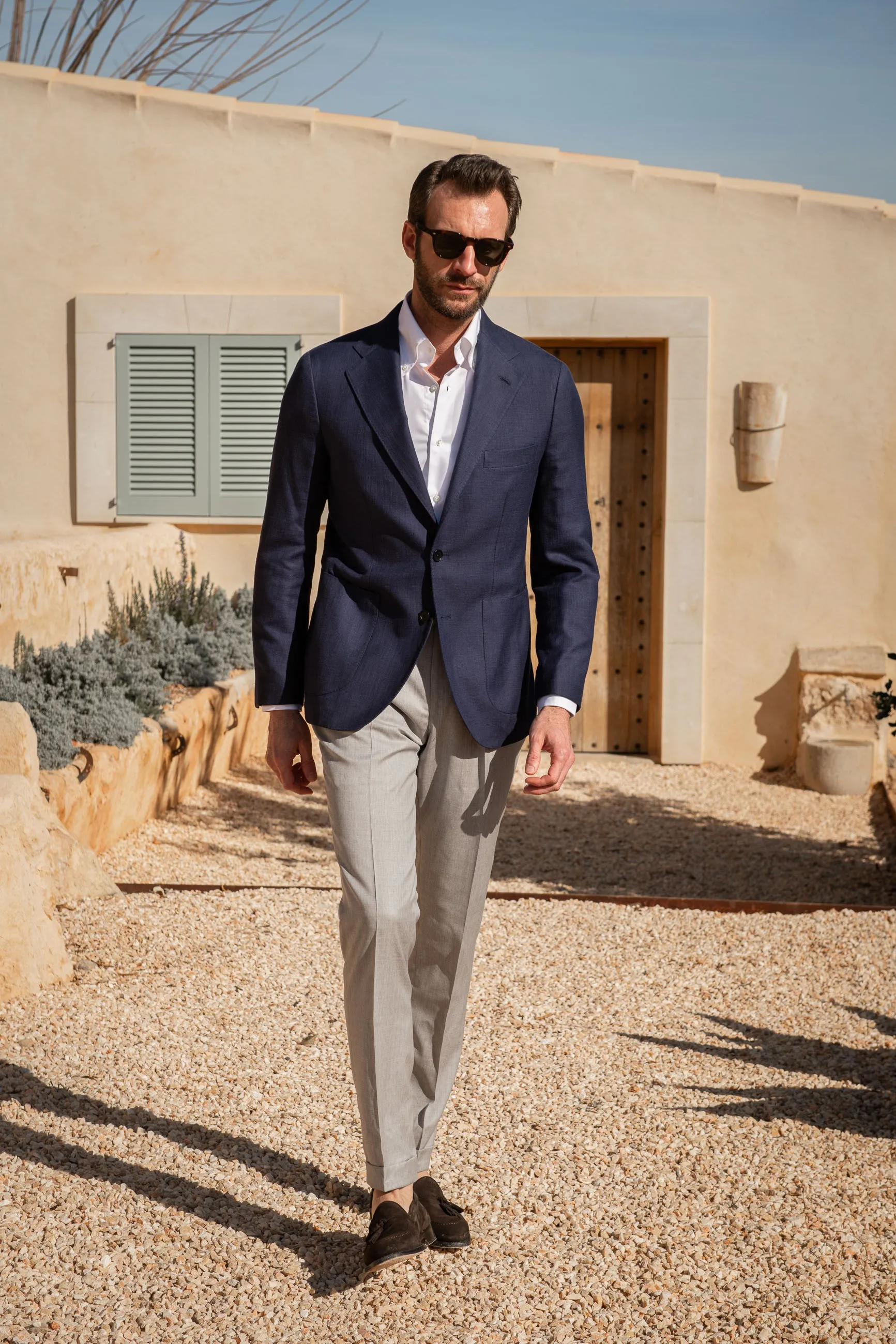 Blue jacket in cotton and silk - Made in Italy