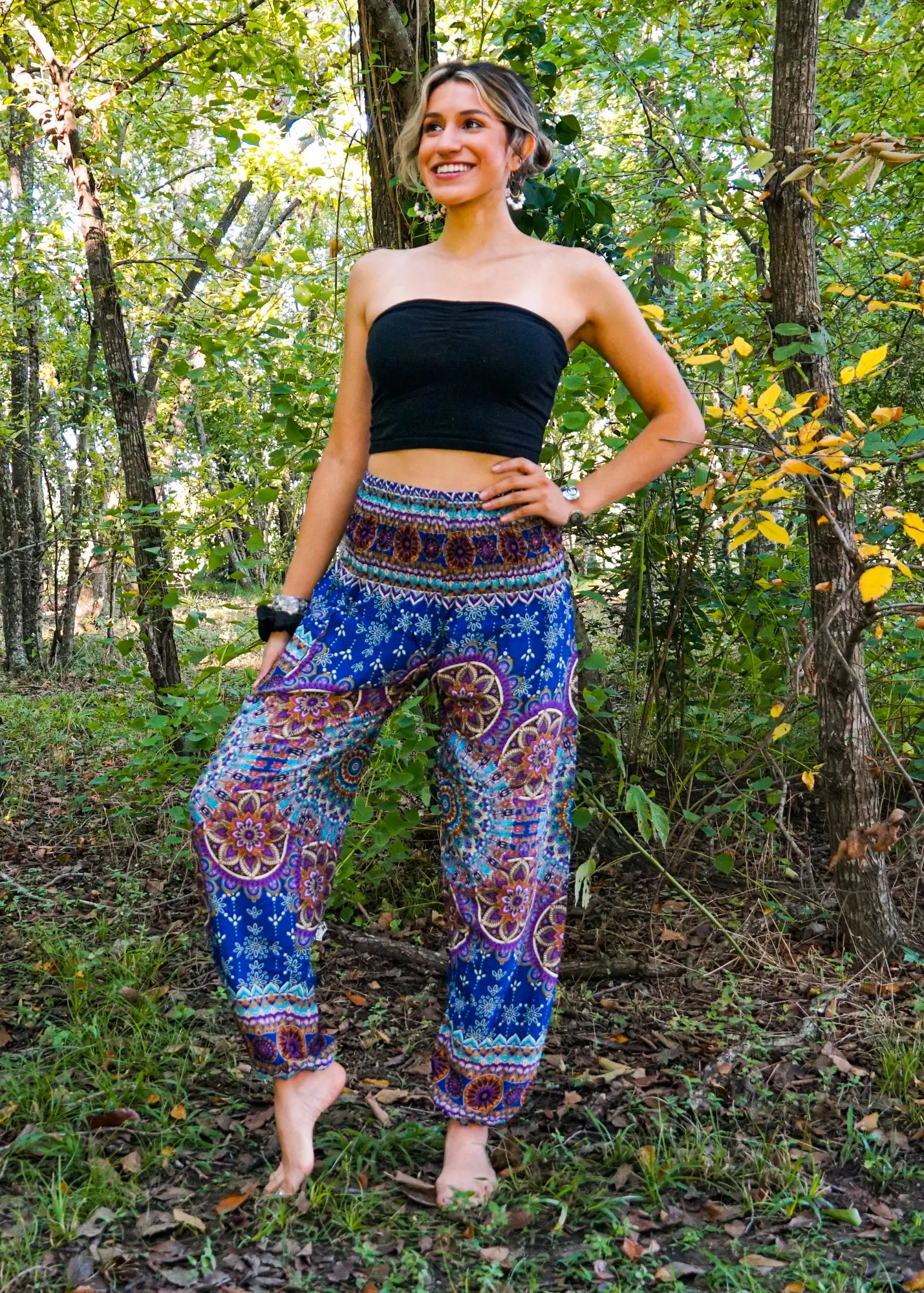 Blue Lotus Chakra Floral Harem Pants