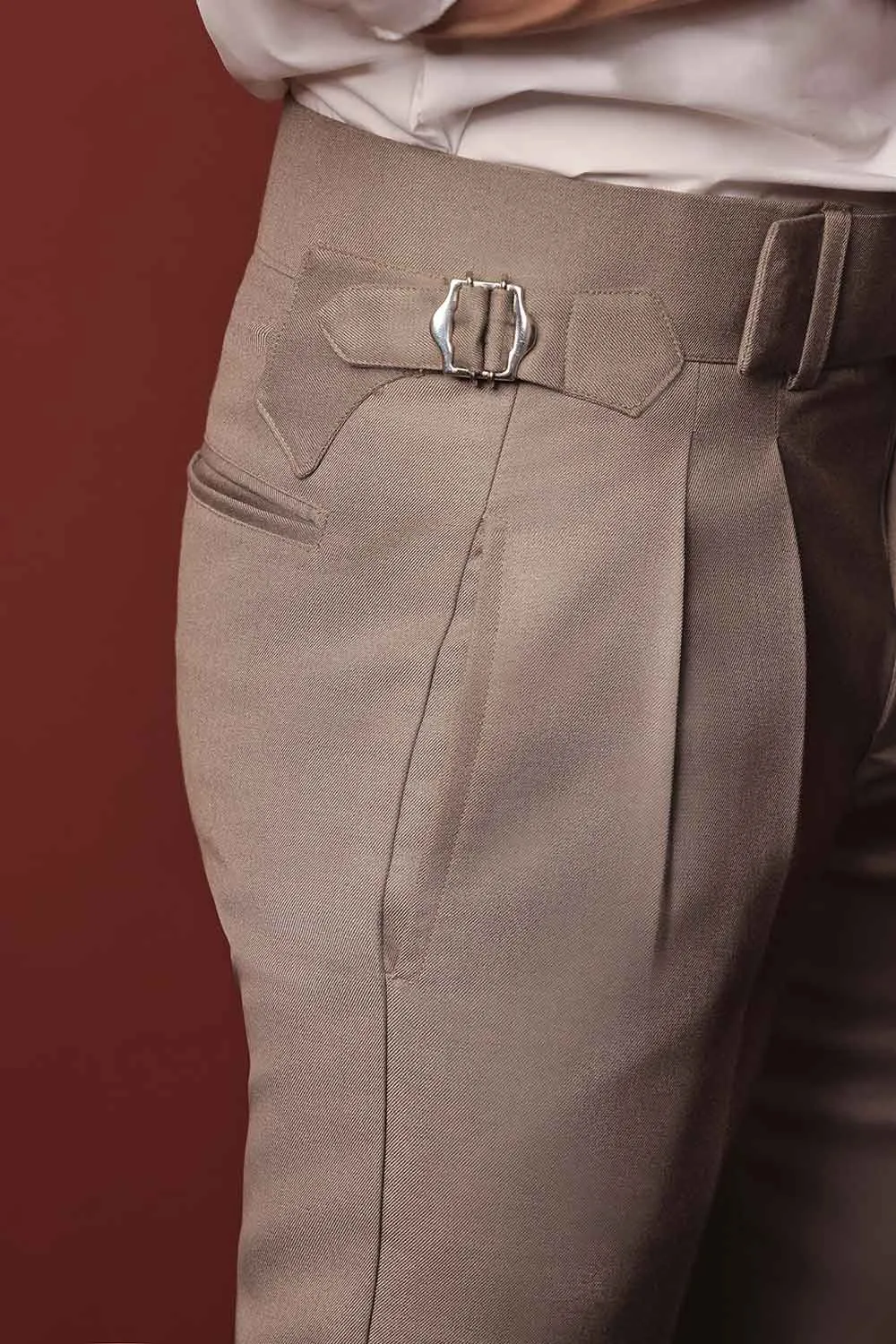 Camel Brown Flannel Heritage Trousers