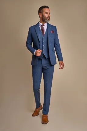 Carnegi Navy Regular Tweed Three Piece Suit