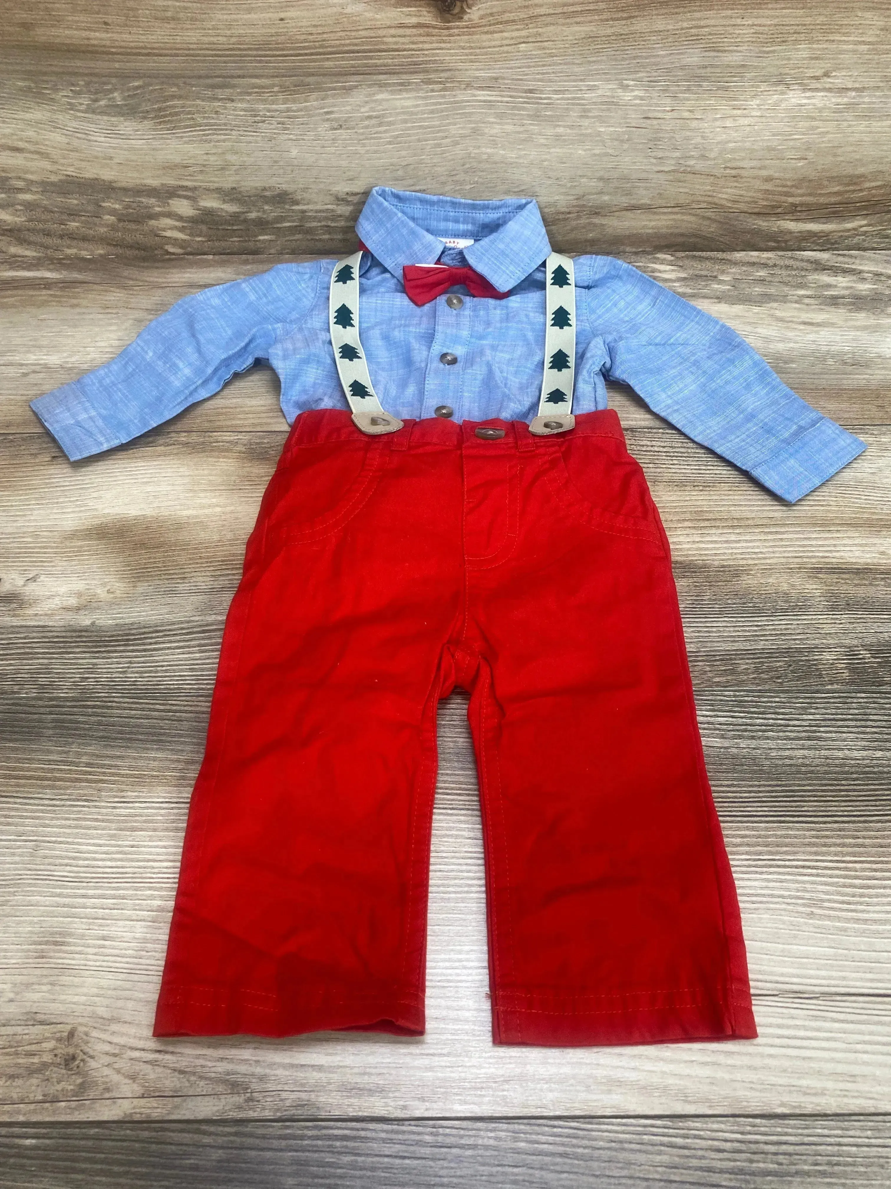 Cat & Jack 4pc Tree Print Suspender Set Blue sz 3-6m