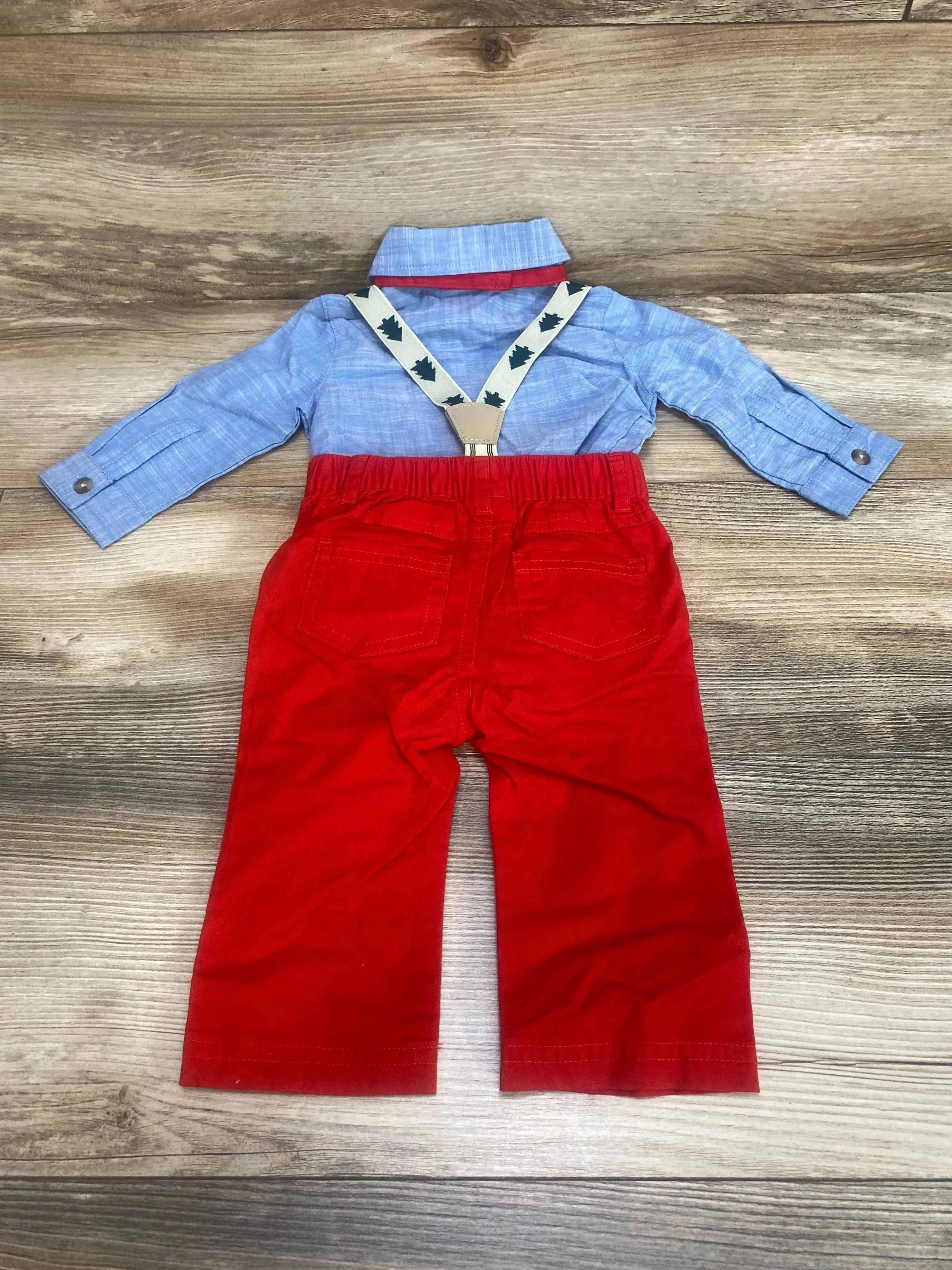 Cat & Jack 4pc Tree Print Suspender Set Blue sz 3-6m