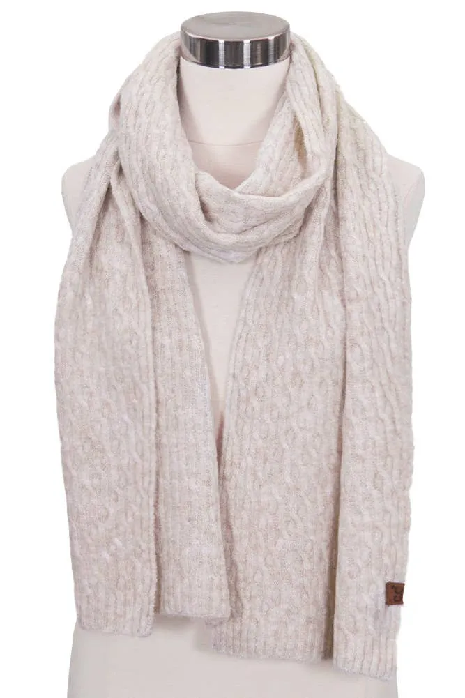 C.C Chain Link Cable Winter Scarf: Taupe