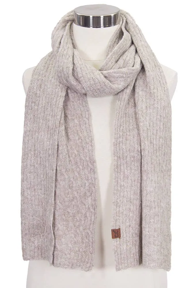 C.C Chain Link Cable Winter Scarf: Taupe