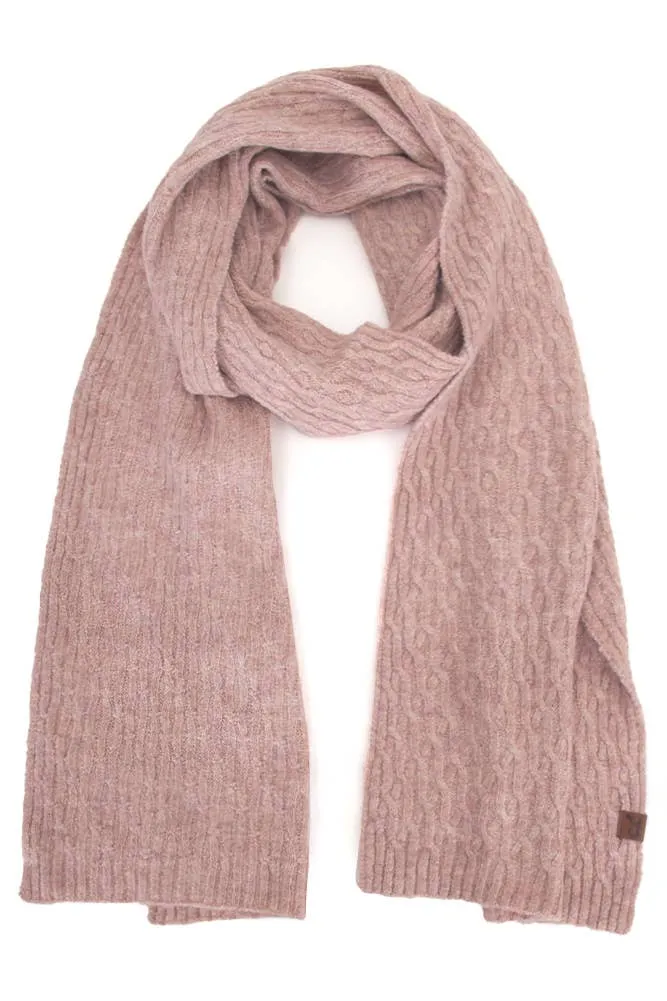 C.C Chain Link Cable Winter Scarf: Taupe