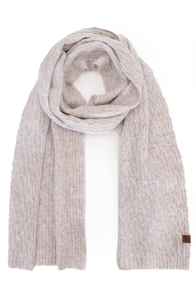 C.C Chain Link Cable Winter Scarf: Taupe